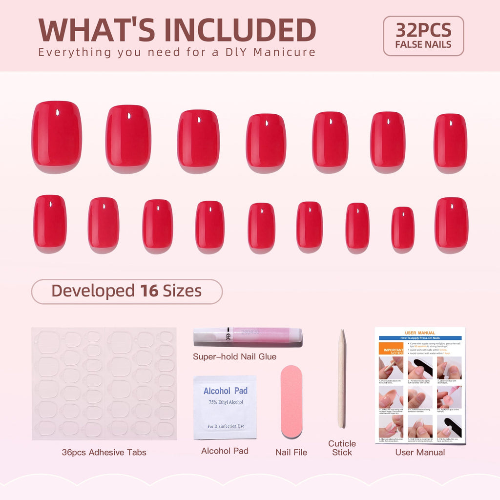 Gel Press On Nails 16 Sizes-32 Pcs Kit A116 MH-5
