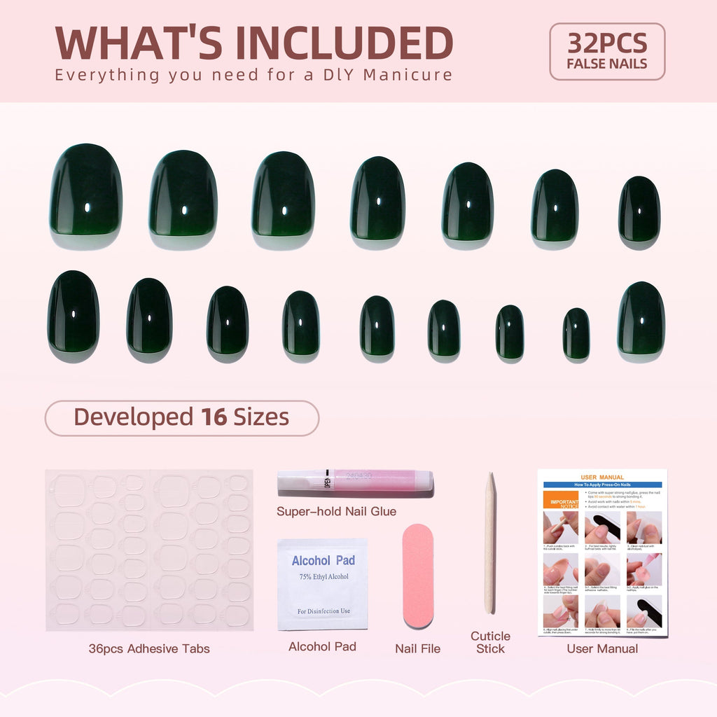 Gel Press On Nails 16 Sizes-32 Pcs Kit D037MH-4
