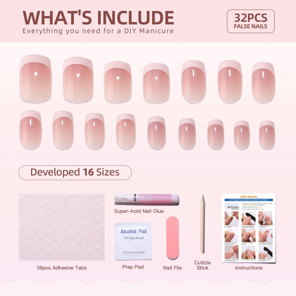 Gel Press On Nails 16 Sizes-32 Pcs Kit X0049LGFJR