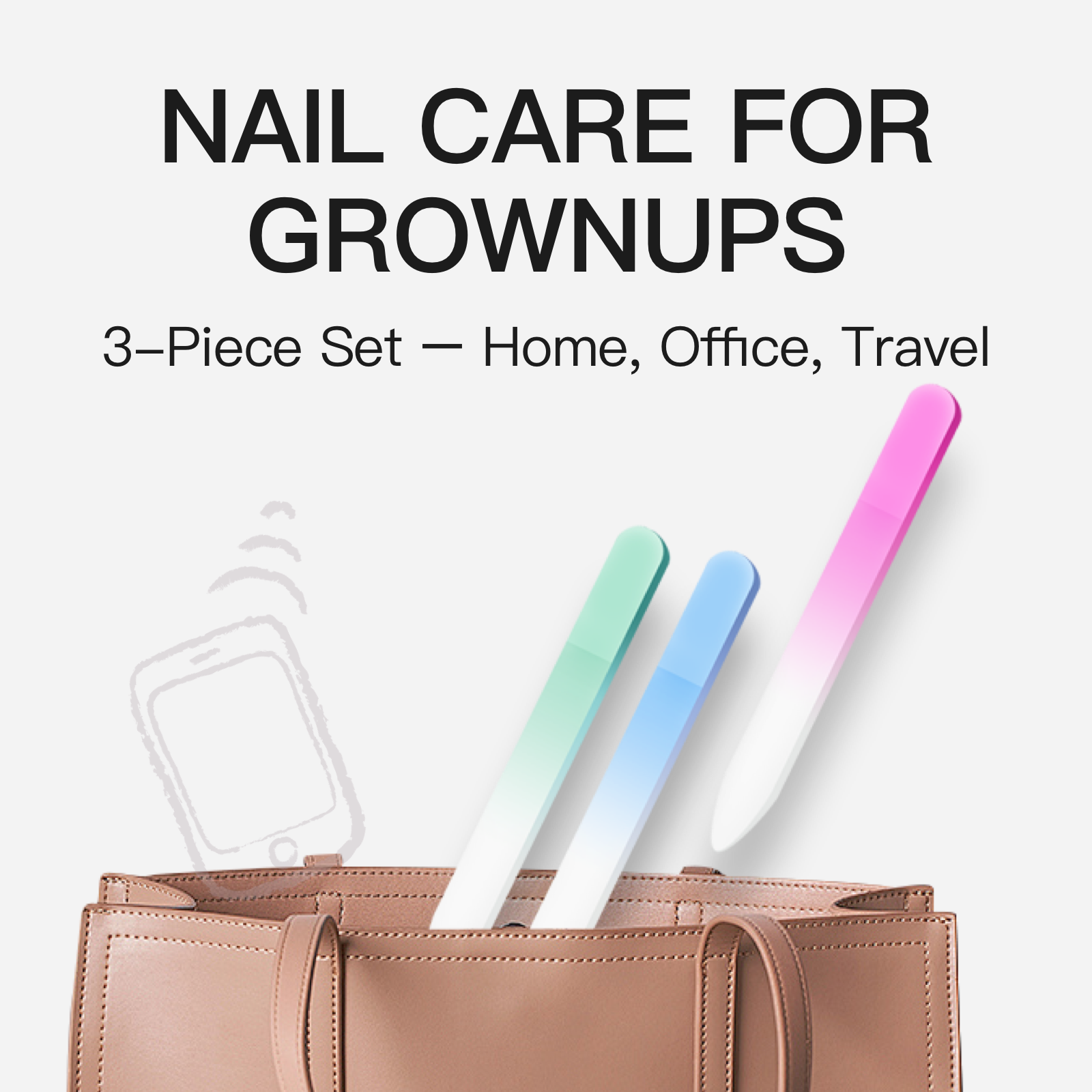 Gentle Glass Nail File for Natural Nails– Crystal Nano Filer, Smooth & Non-Damaging