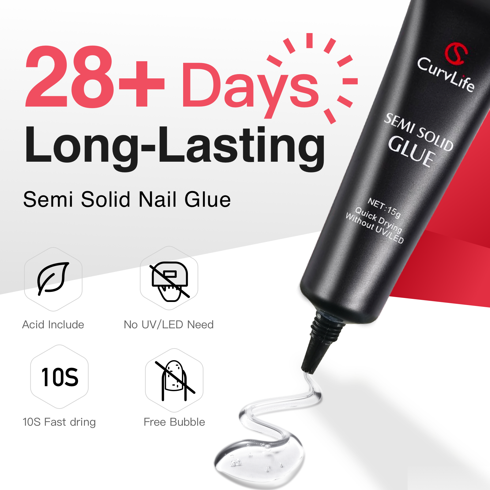 Semi-solid glue New Upgrade Super Strong Quick drying with remover kit for nails