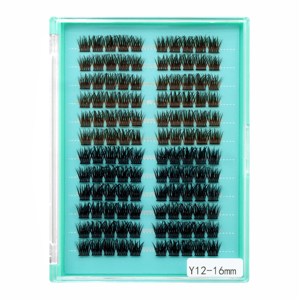 BODERMINCER Y16# Color Black +Brown 120pcs Per Pack C Curl/D Curl/DD Culr Natural Extensions Wispy Individual False Eyelashes Lash Clusters Lash Cluster Extensions