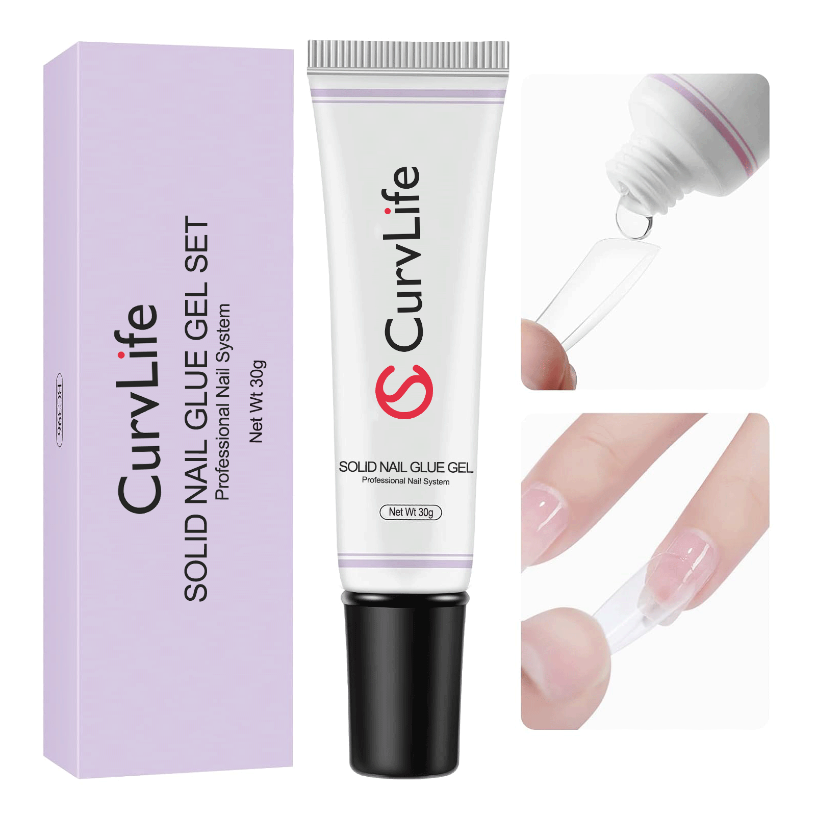 30g Toothpaste Solid Nail Glue Need Light Cured(Not recommend for dark color)for press on nails