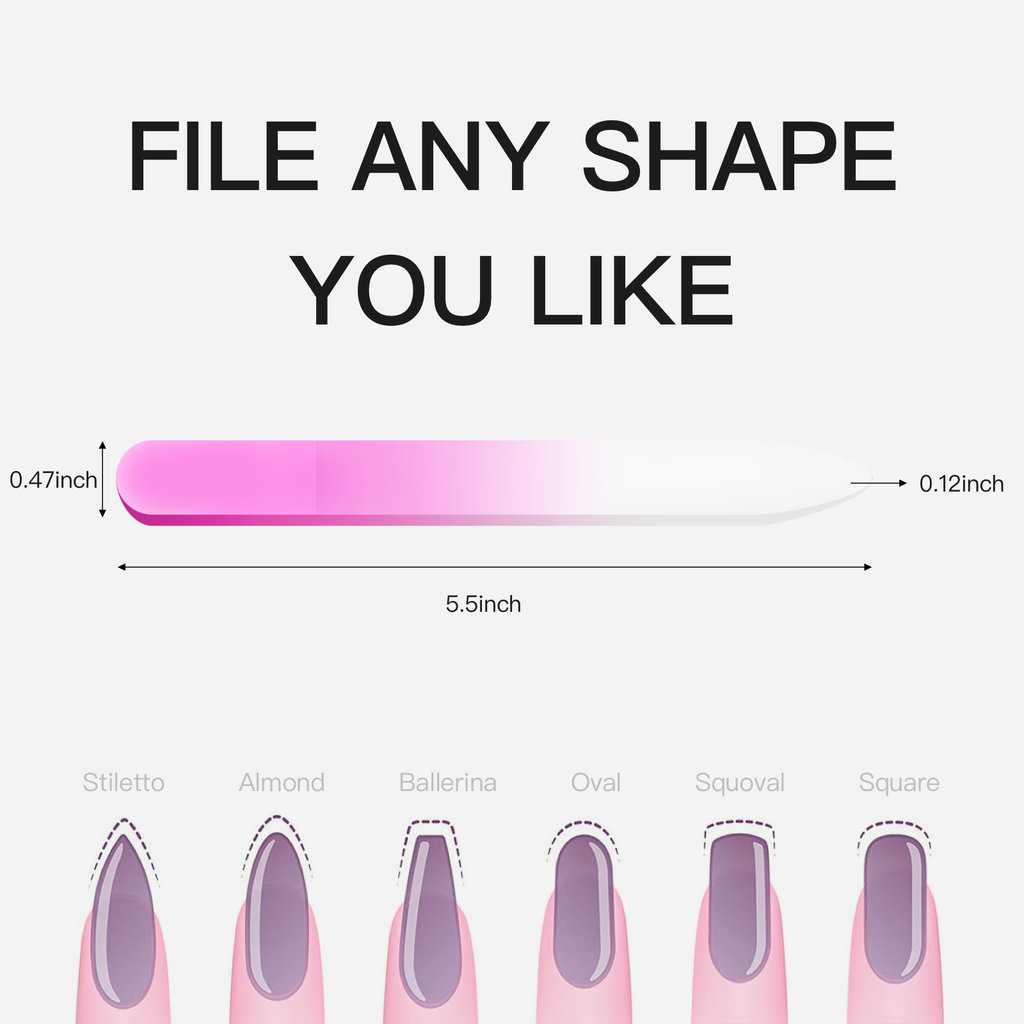 Gentle Glass Nail File for Natural Nails– Crystal Nano Filer, Smooth & Non-Damaging