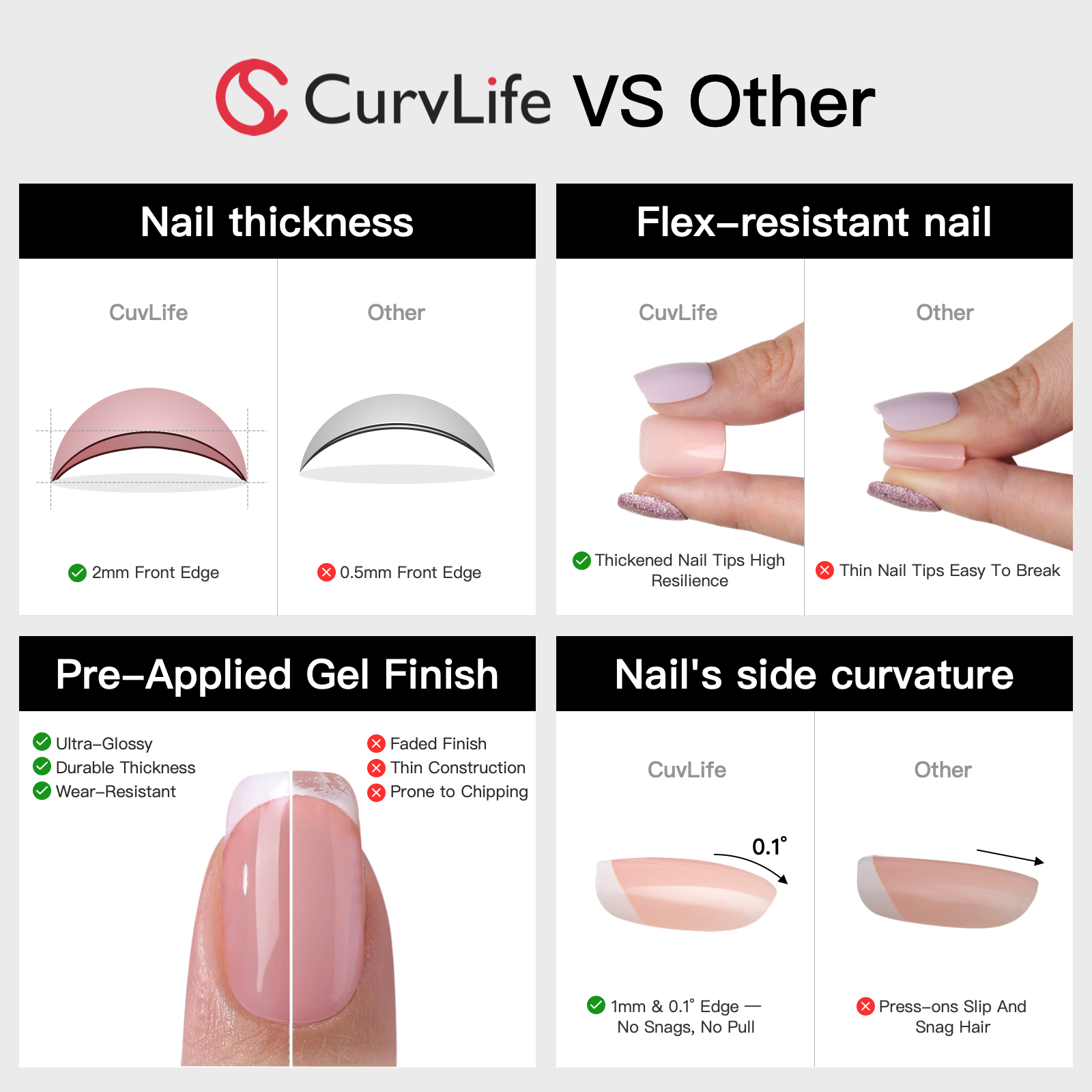Gel Press On Nails 16 Sizes-32 Pcs H001