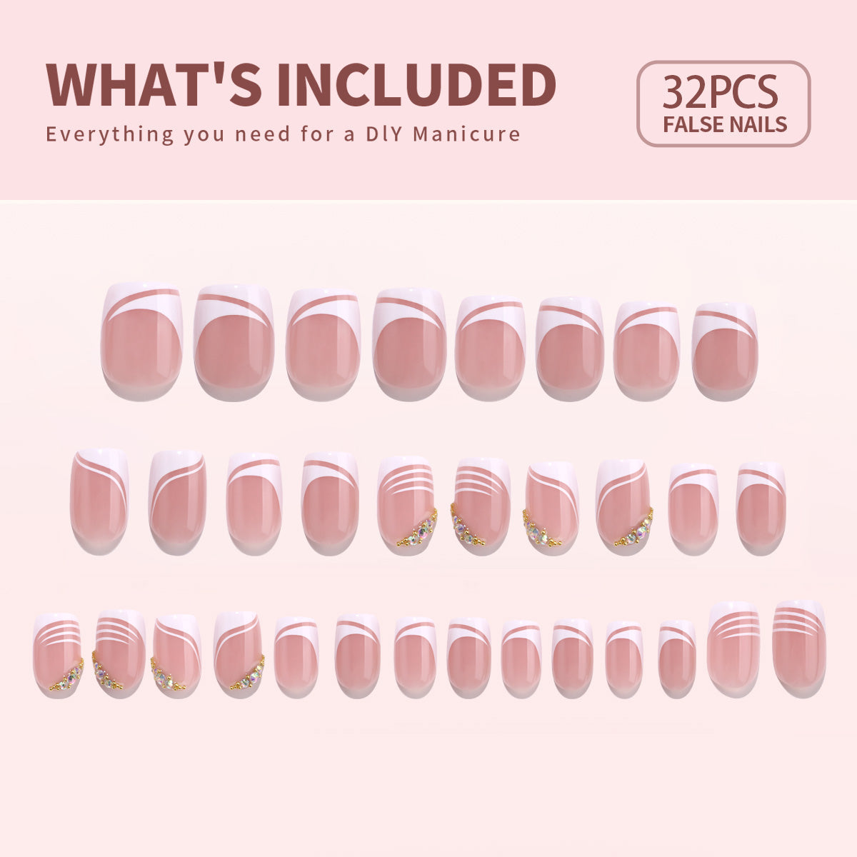 Gel Press On Nails 16 Sizes-32 Pcs Kit  X003TYHXJB