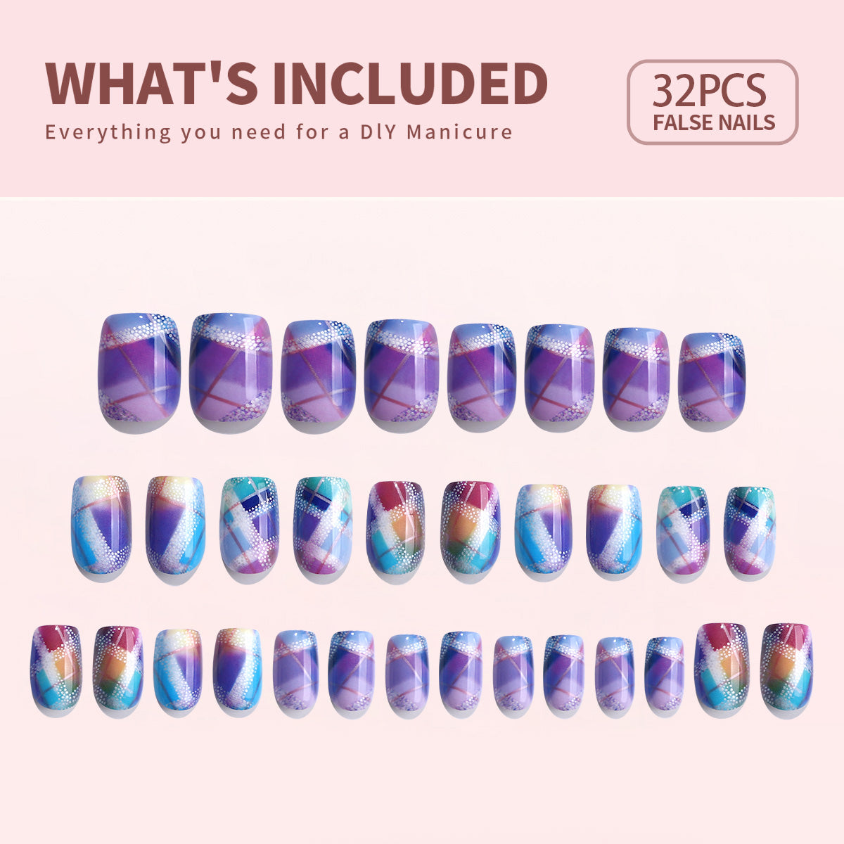 Gel Press On Nails 16 Sizes-32 Pcs Kit X004OY9OMJ