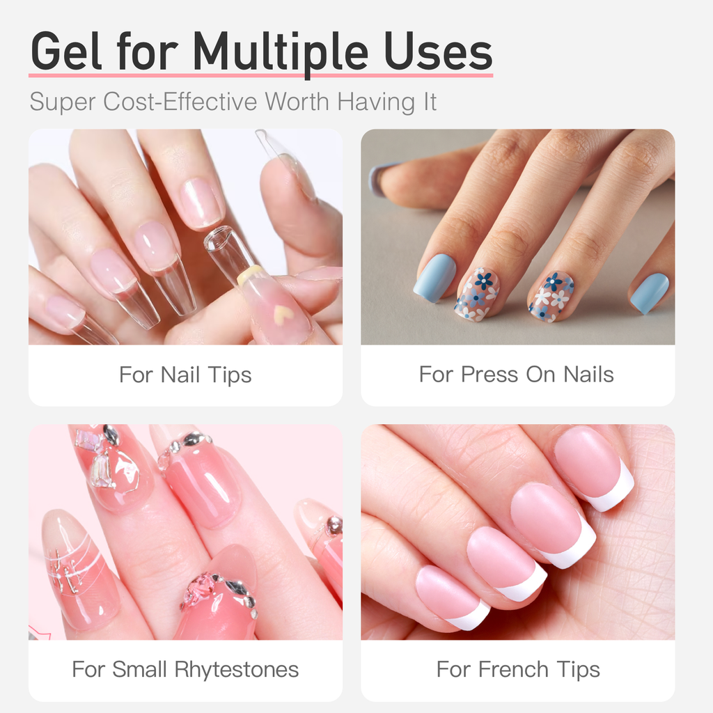 Semi-solid glue New Upgrade Super Strong Quick drying with remover kit for nails