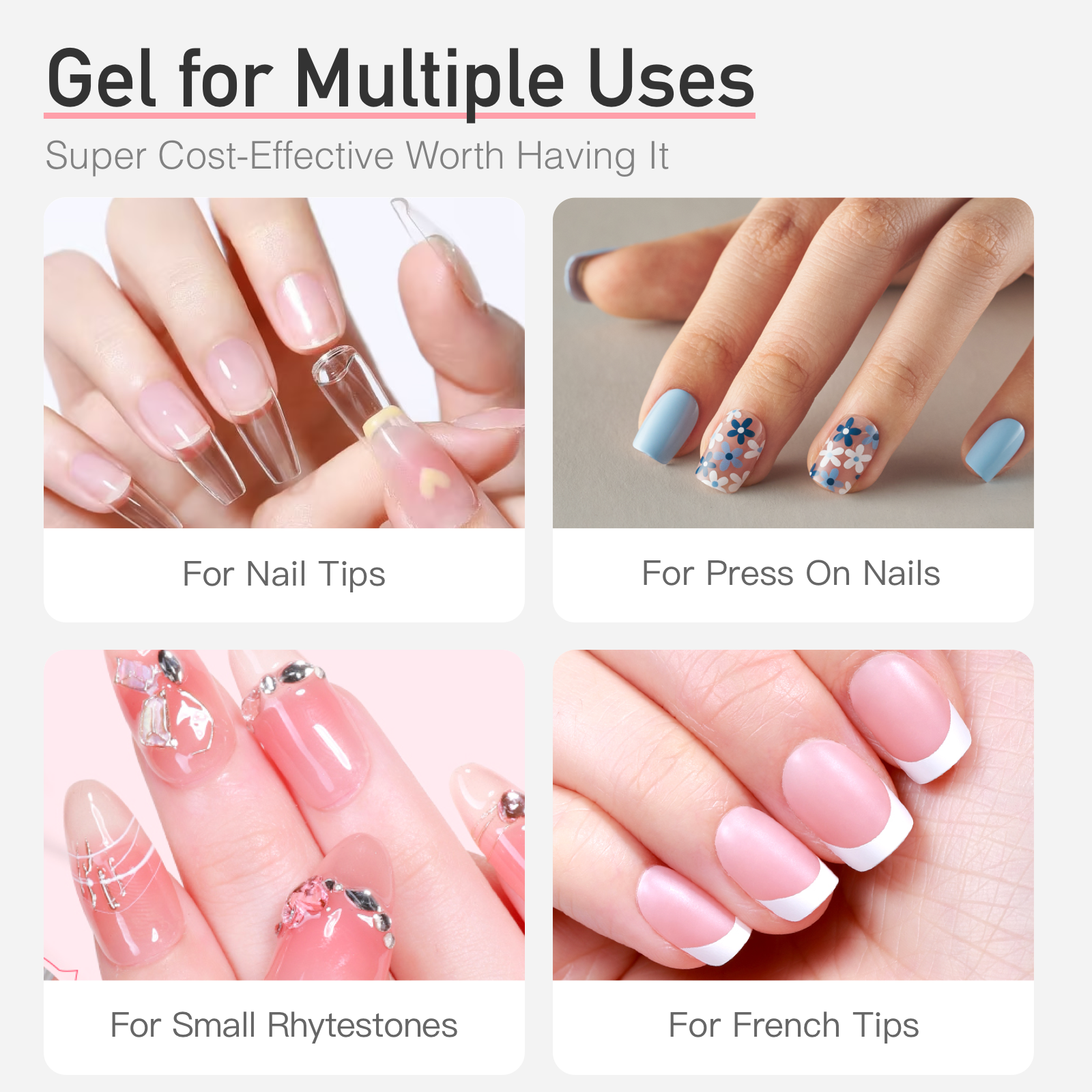 Semi-solid glue New Upgrade Super Strong Quick drying with remover kit for nails