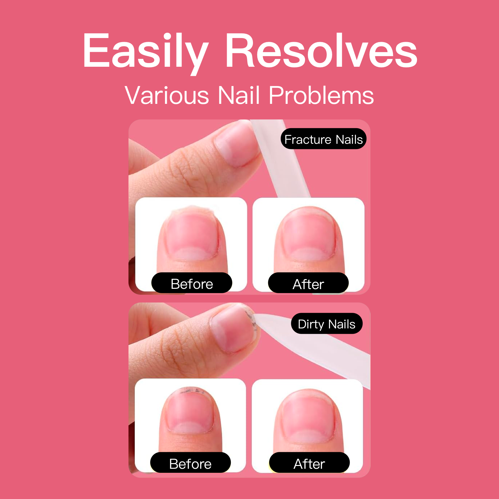 Gentle Glass Nail File for Natural Nails– Crystal Nano Filer, Smooth & Non-Damaging