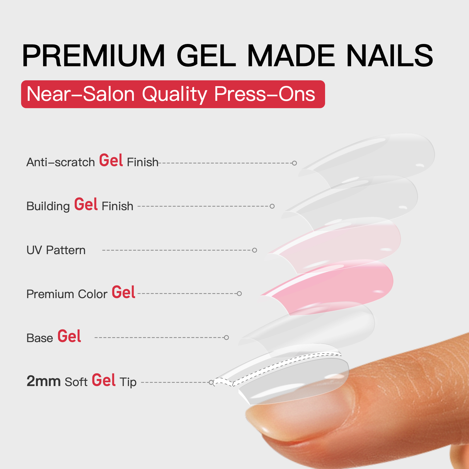 Gel Press On Nails 16 Sizes-32 Pcs C082