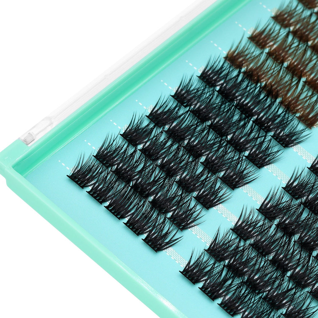 BODERMINCER Y16# Color Black +Brown 120pcs Per Pack C Curl/D Curl/DD Culr Natural Extensions Wispy Individual False Eyelashes Lash Clusters Lash Cluster Extensions
