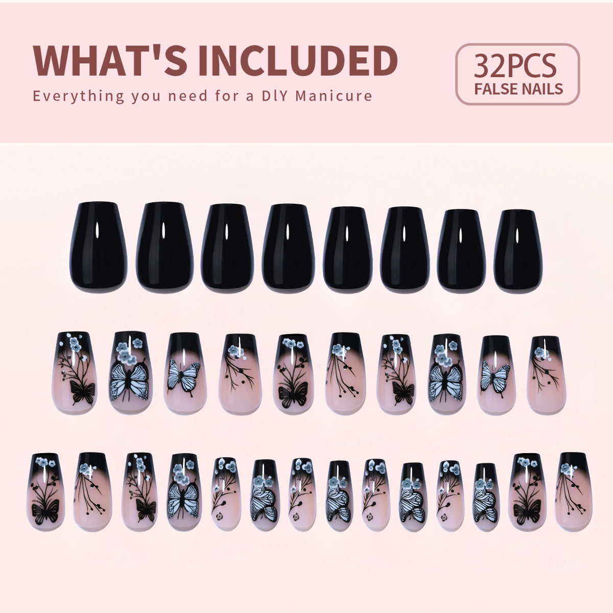 Gel Press On Nails 16 Sizes-32 Pcs Kit X004SWIREX