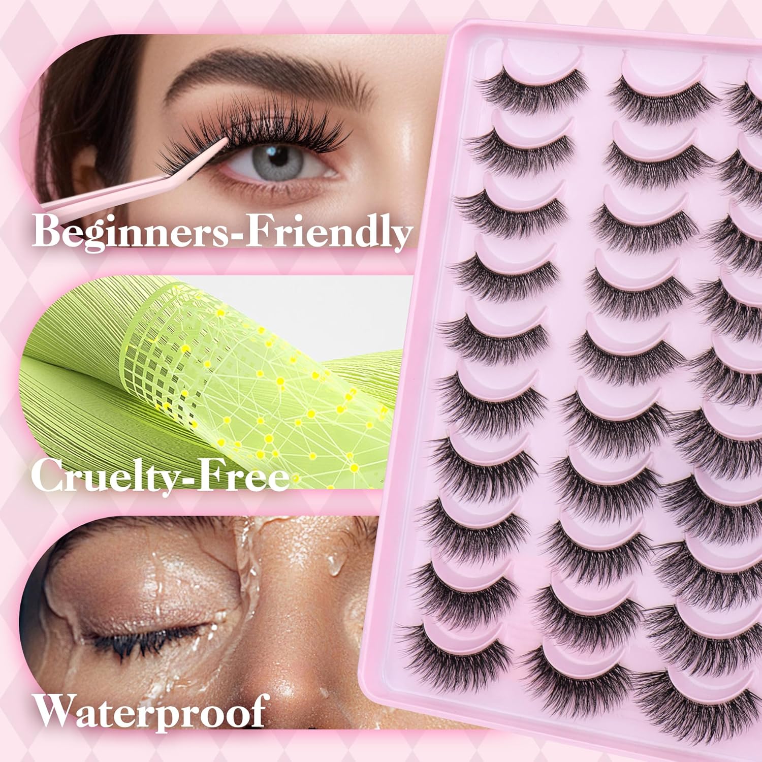 CALAILIS False Eyelashes Natural Look Fake Lashes 20 Pairs 4 Styles Wispy Fluffy False Lashes