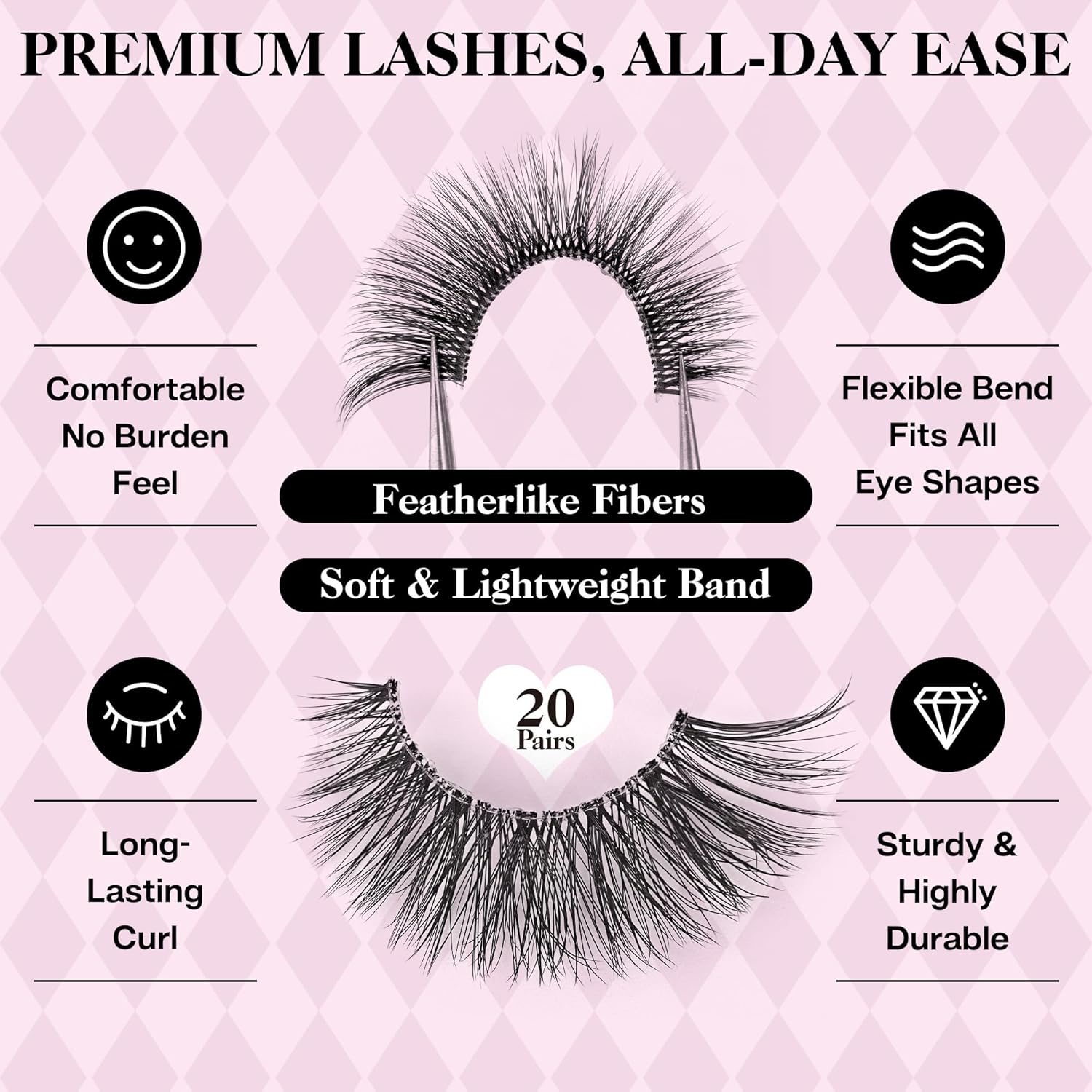 CALAILIS False Eyelashes Natural Look Fake Lashes 20 Pairs 4 Styles Wispy Fluffy False Lashes