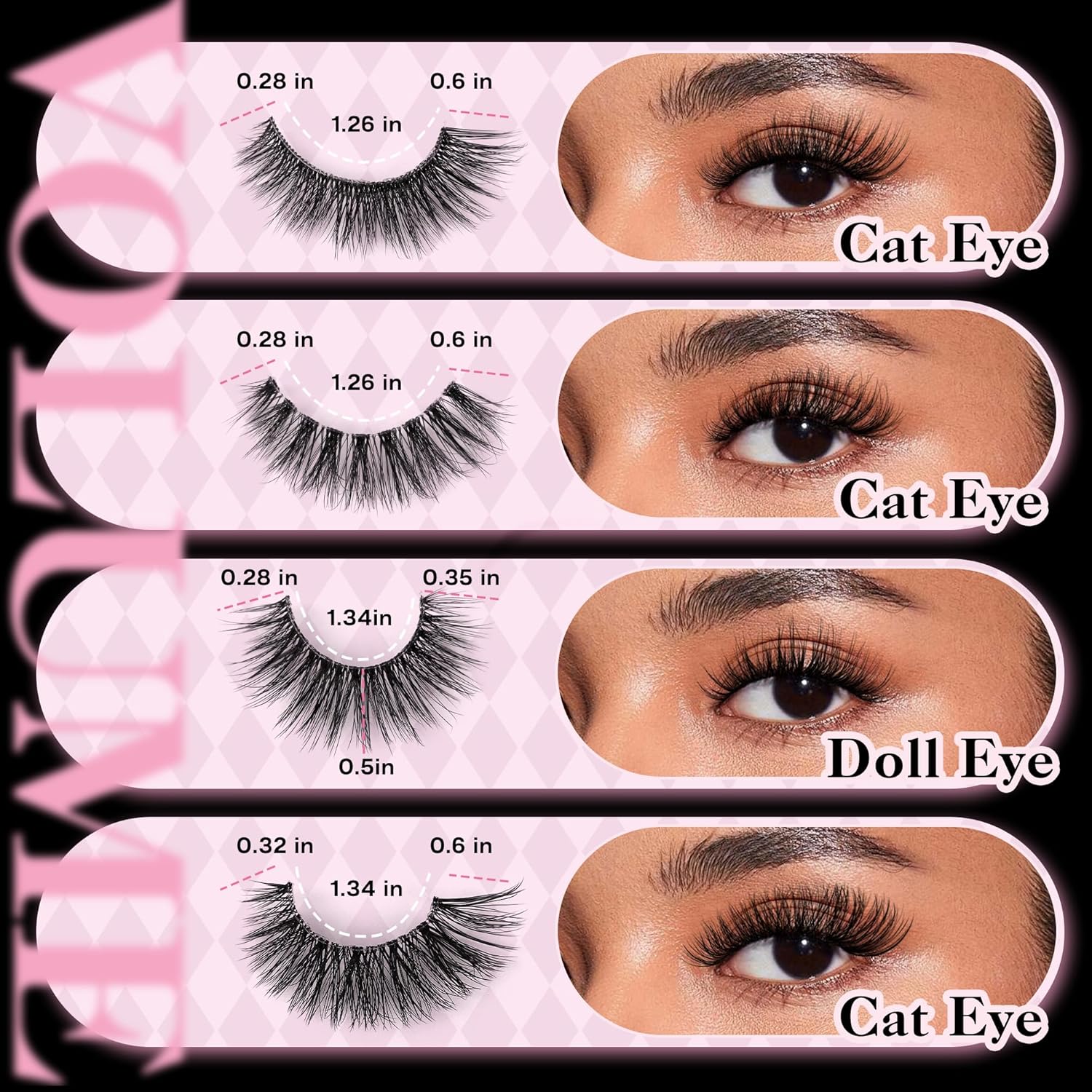 CALAILIS False Eyelashes Natural Look Fake Lashes 20 Pairs 4 Styles Wispy Fluffy False Lashes