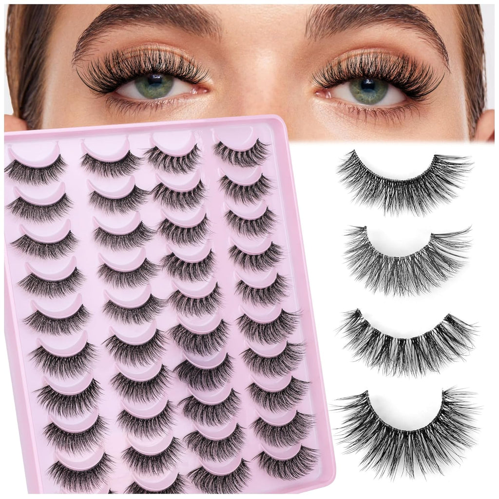 CALAILIS False Eyelashes Natural Look Fake Lashes 20 Pairs 4 Styles Wispy Fluffy False Lashes