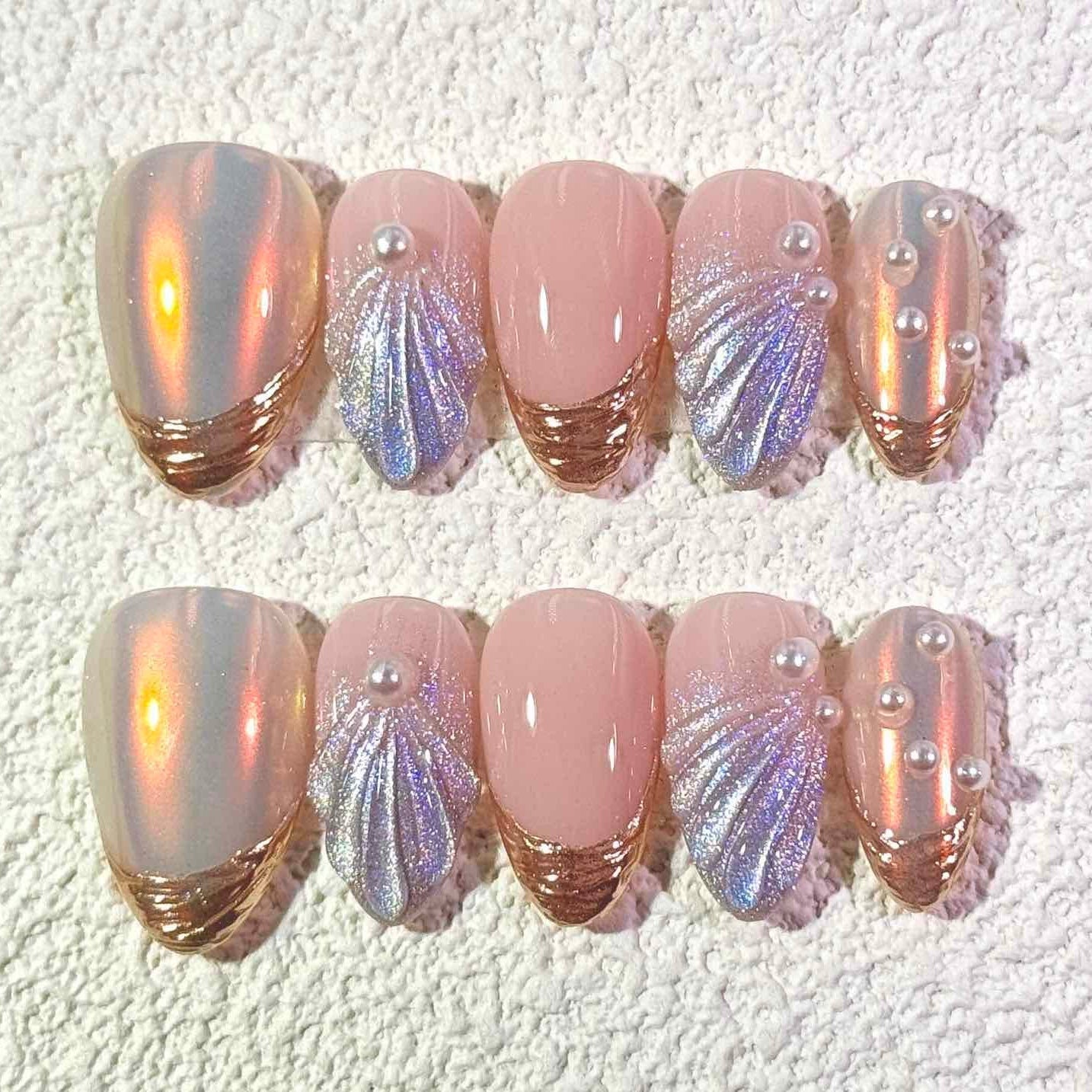 10 PCS/Set Handmade Salon-Grade Gel Press-On Nails AW1037