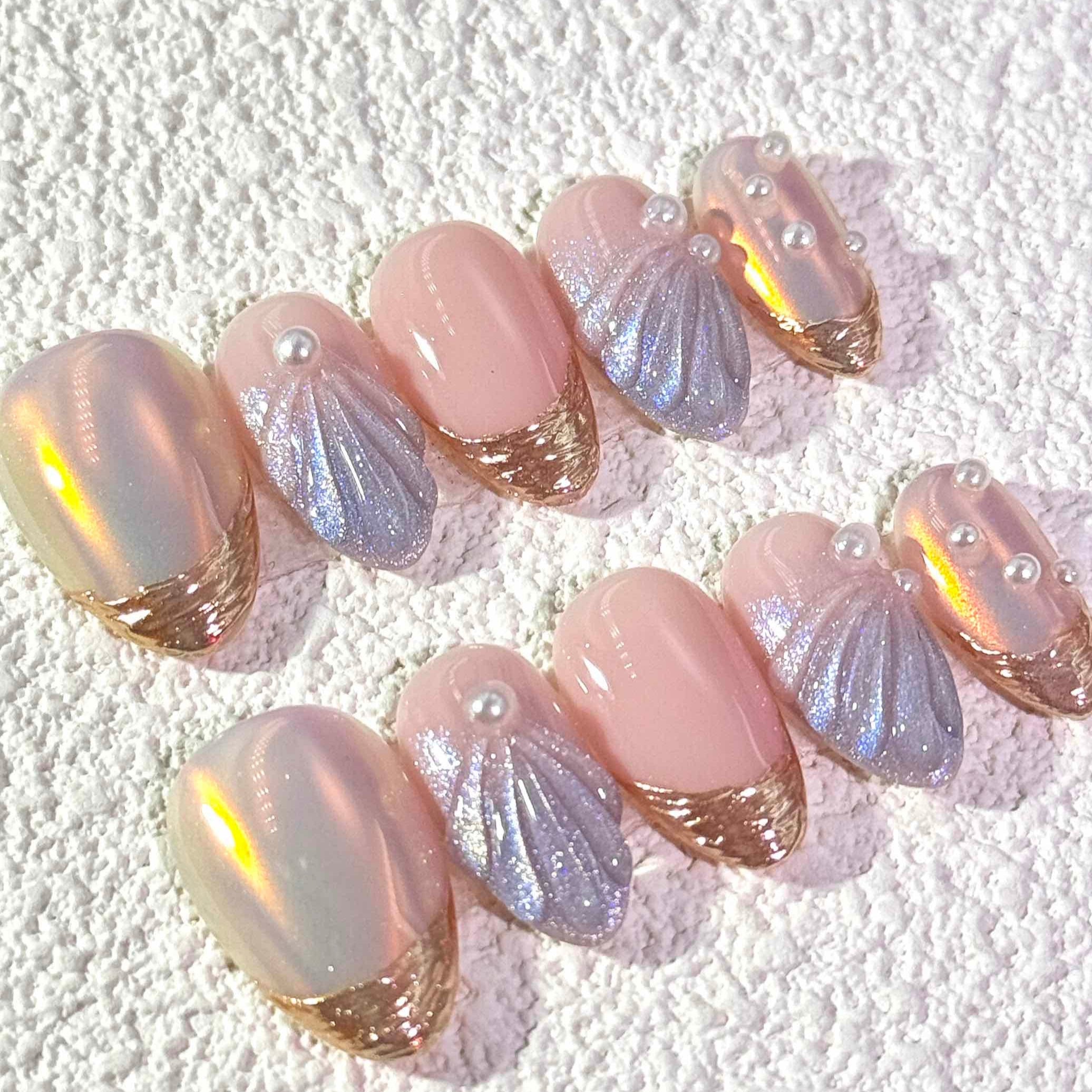 10 PCS/Set Handmade Salon-Grade Gel Press-On Nails AW1037