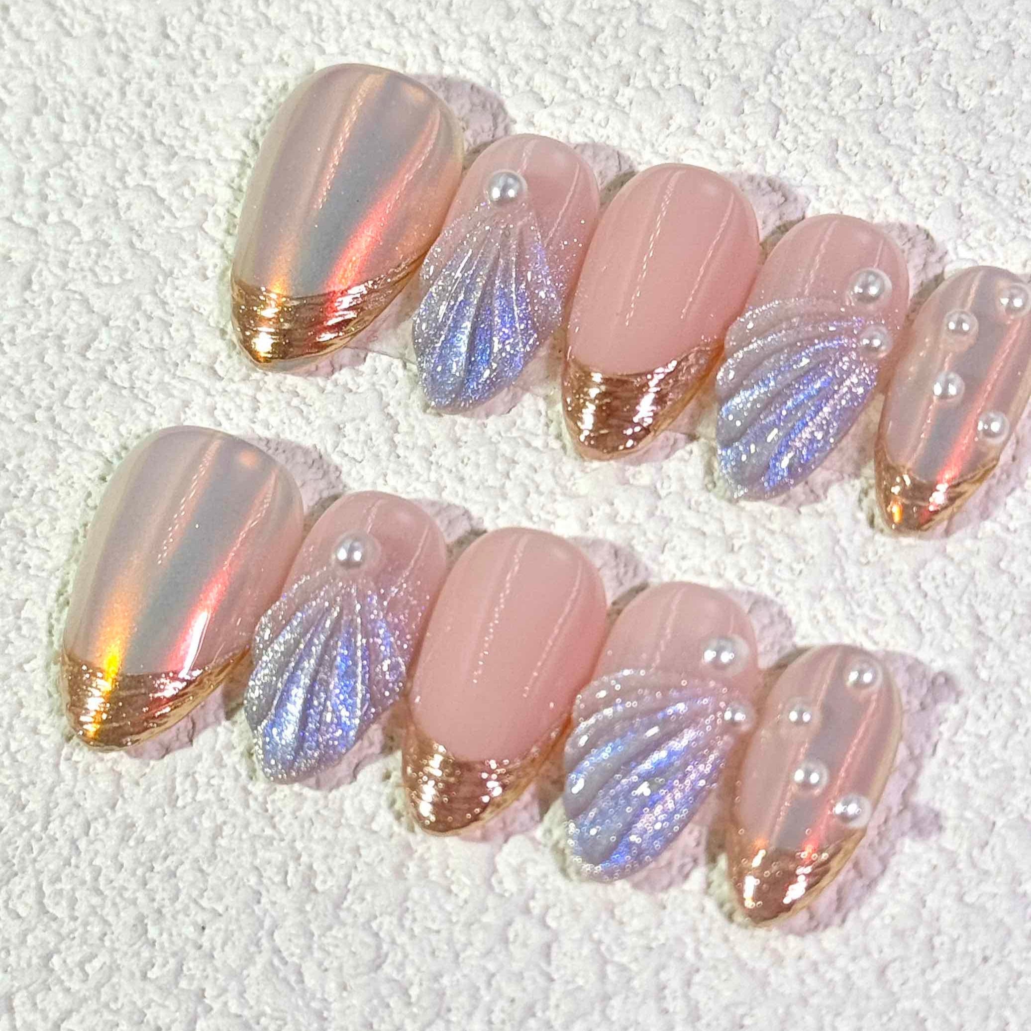 10 PCS/Set Handmade Salon-Grade Gel Press-On Nails AW1037