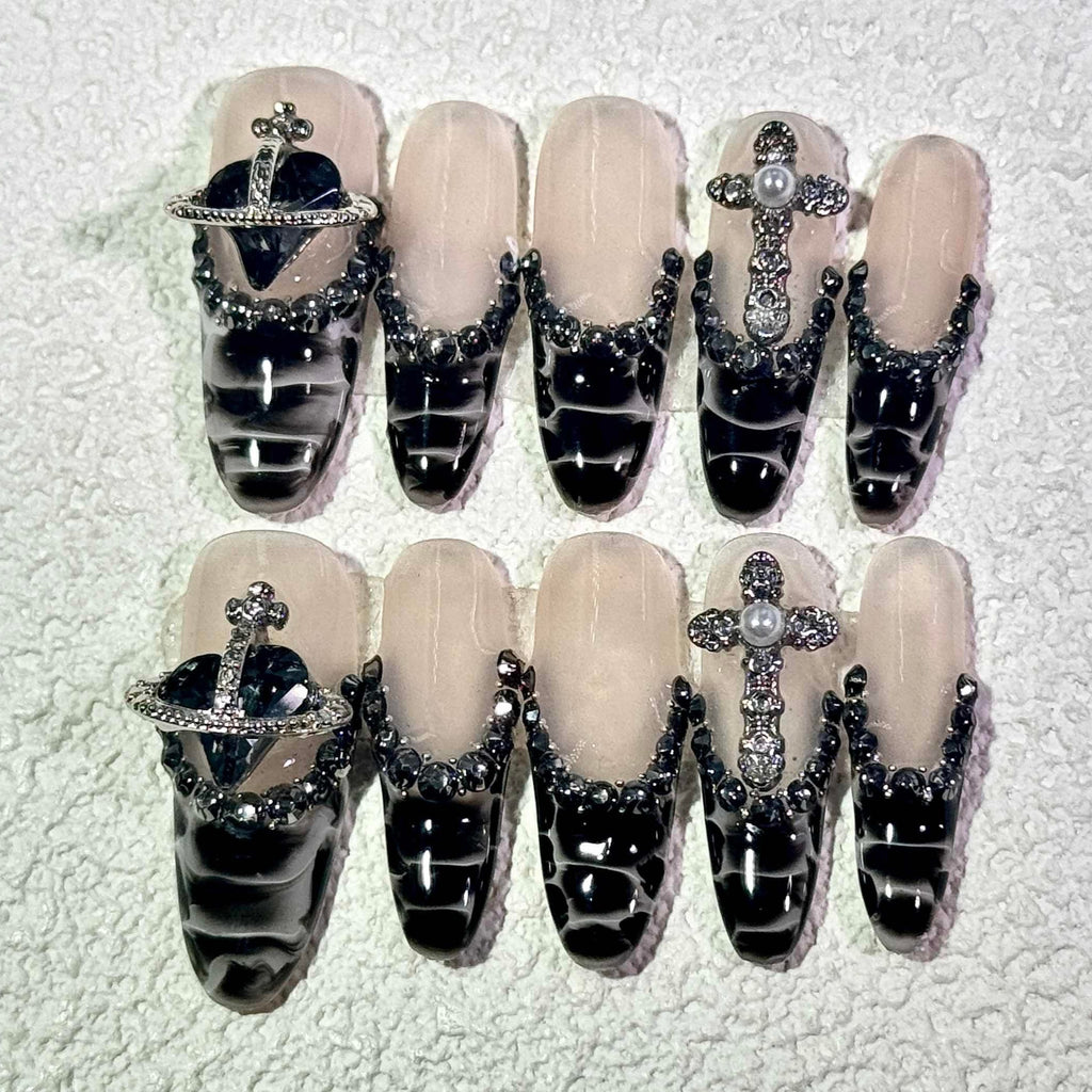 10 PCS/Set Handmade Salon-Grade Gel Press-On Nails AW1006