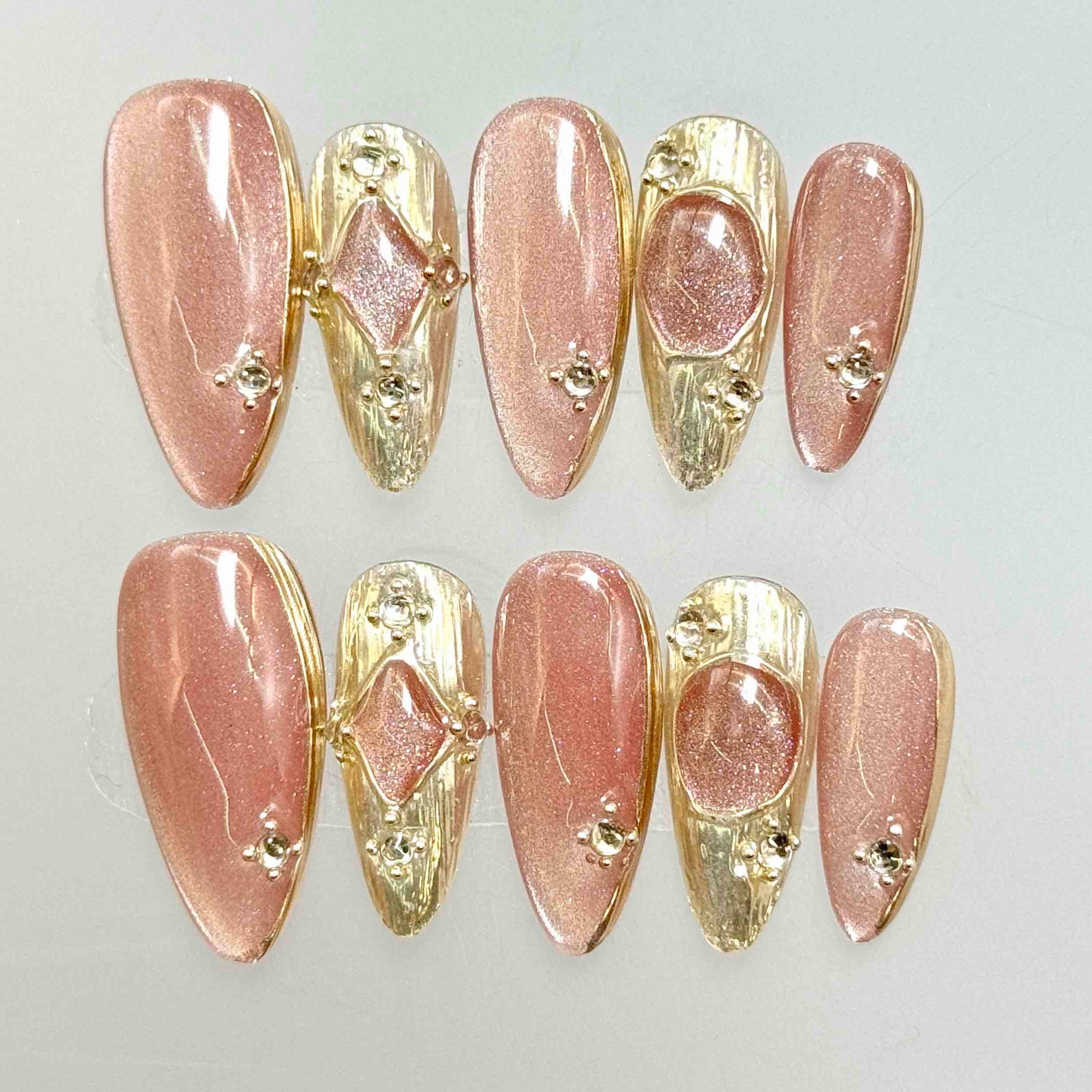 10 PCS/Set Handmade Salon-Grade Gel Press-On Nails AW1027