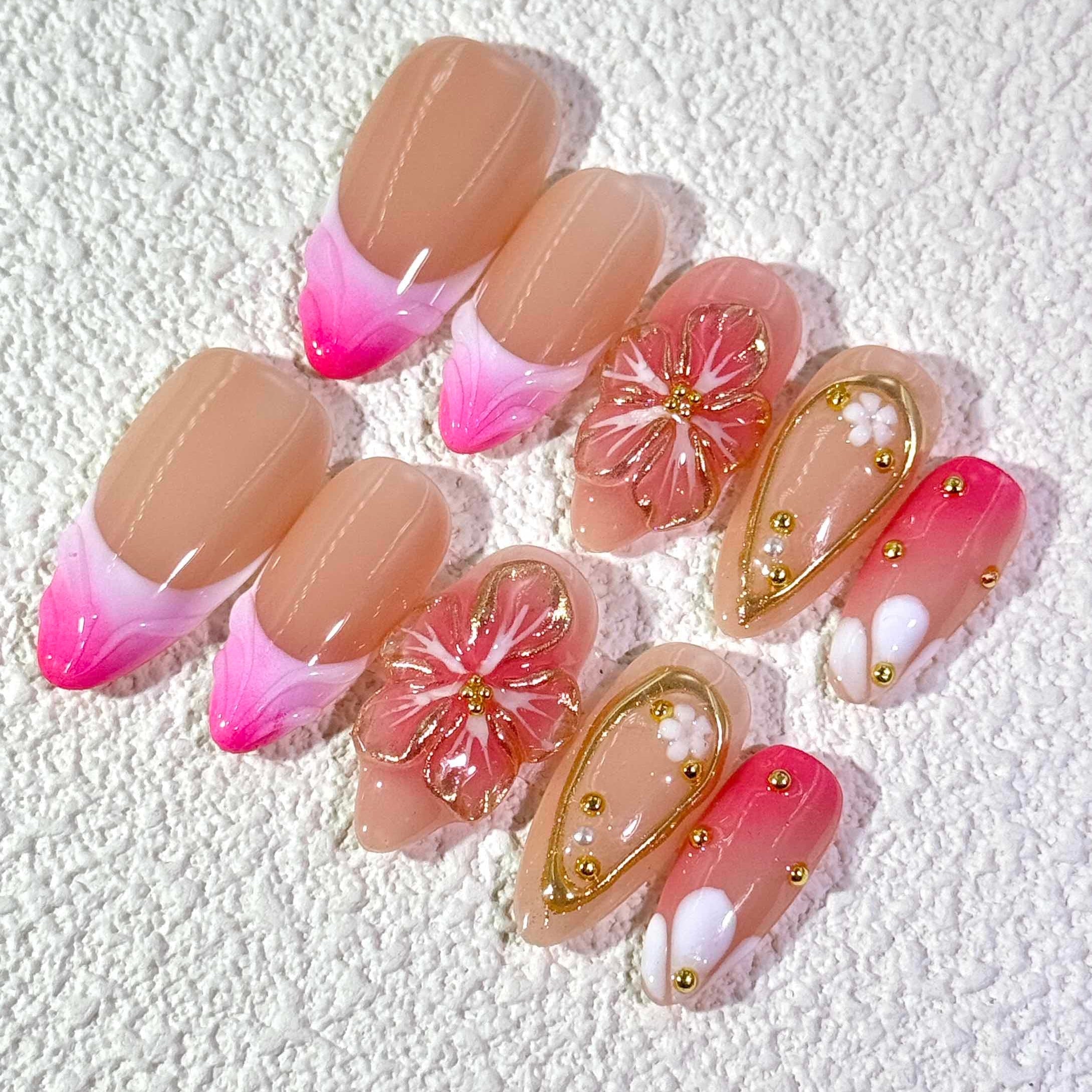 10 PCS/Set Handmade Salon-Grade Gel Press-On Nails AW1028