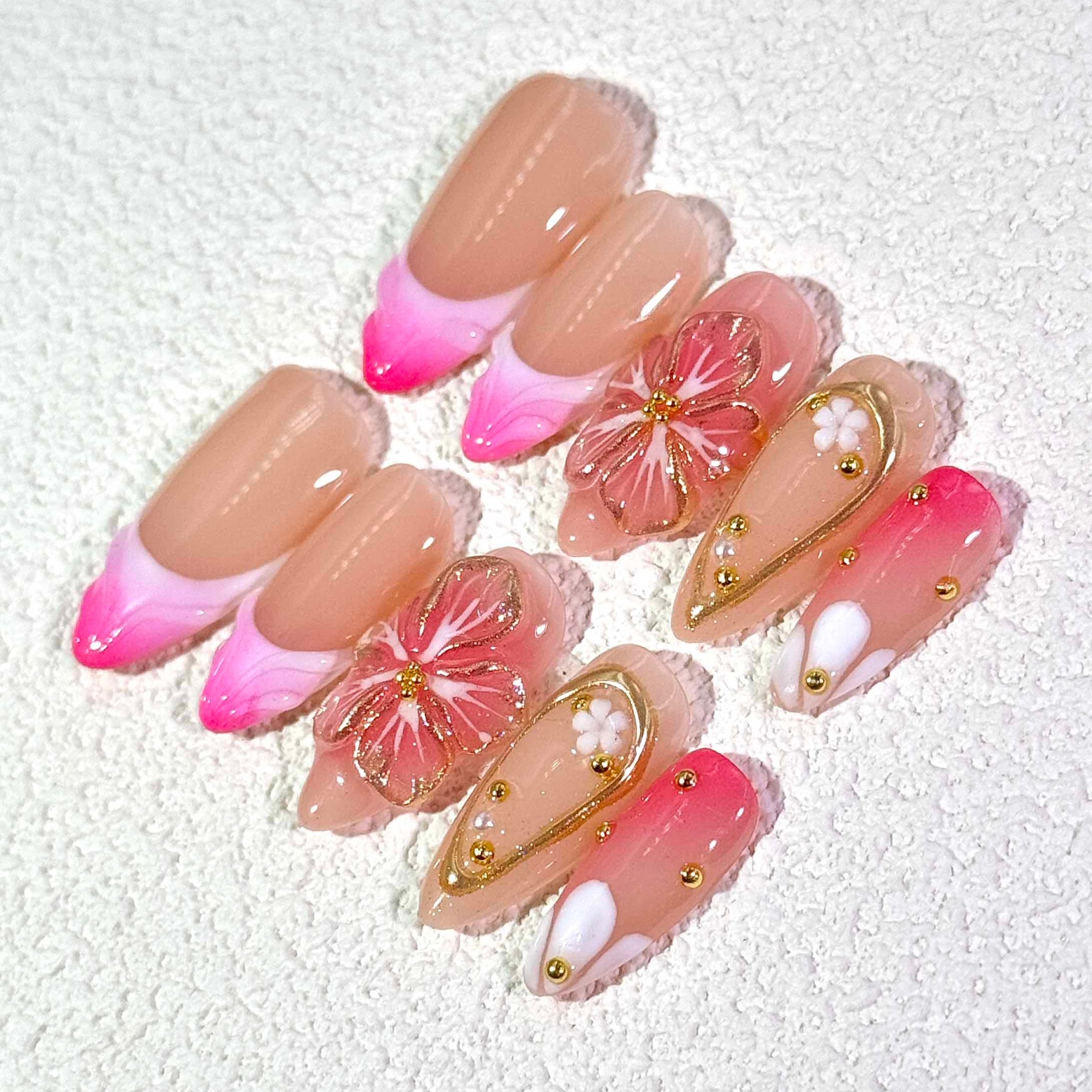 10 PCS/Set Handmade Salon-Grade Gel Press-On Nails AW1028