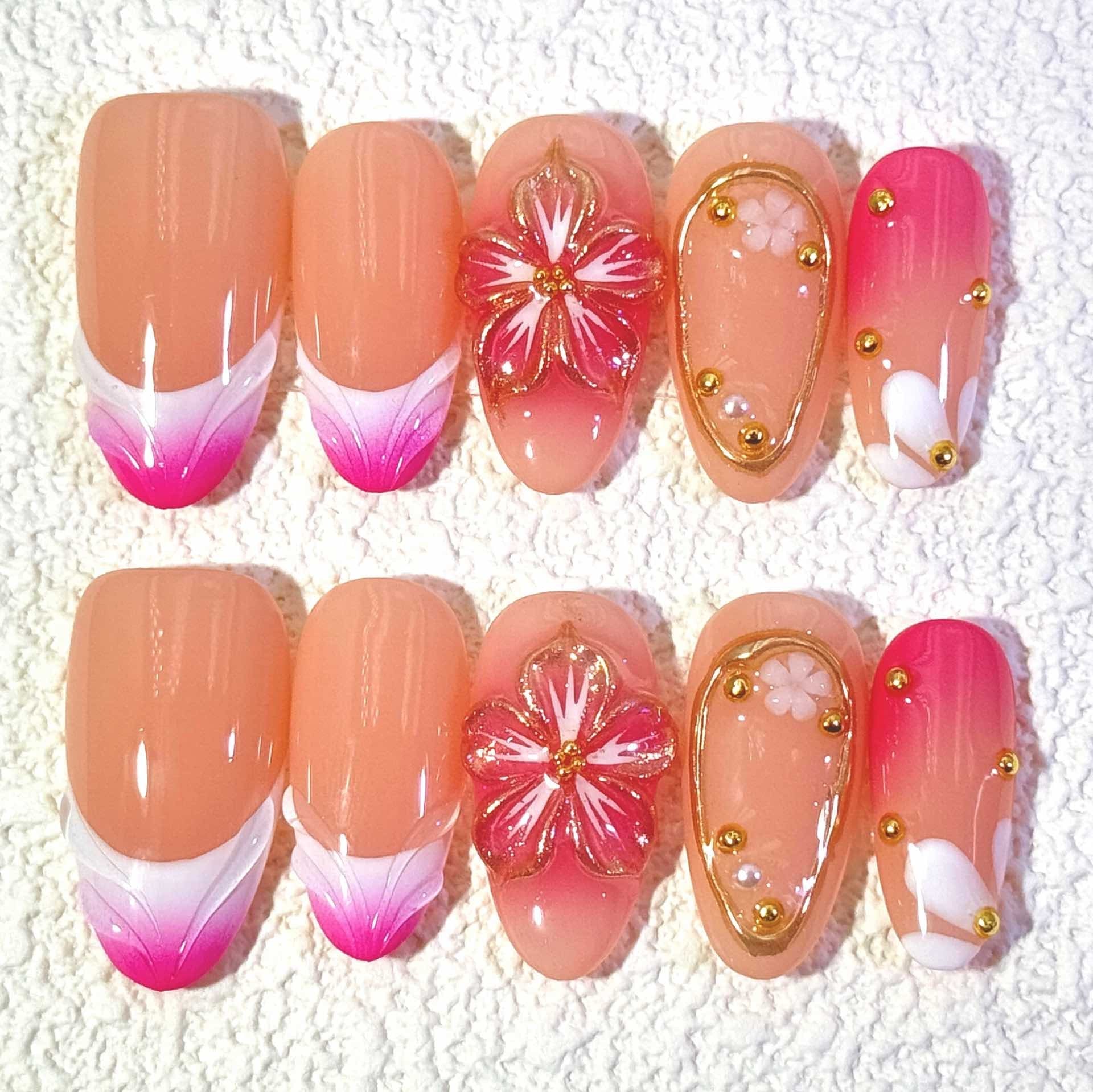 10 PCS/Set Handmade Salon-Grade Gel Press-On Nails AW1028