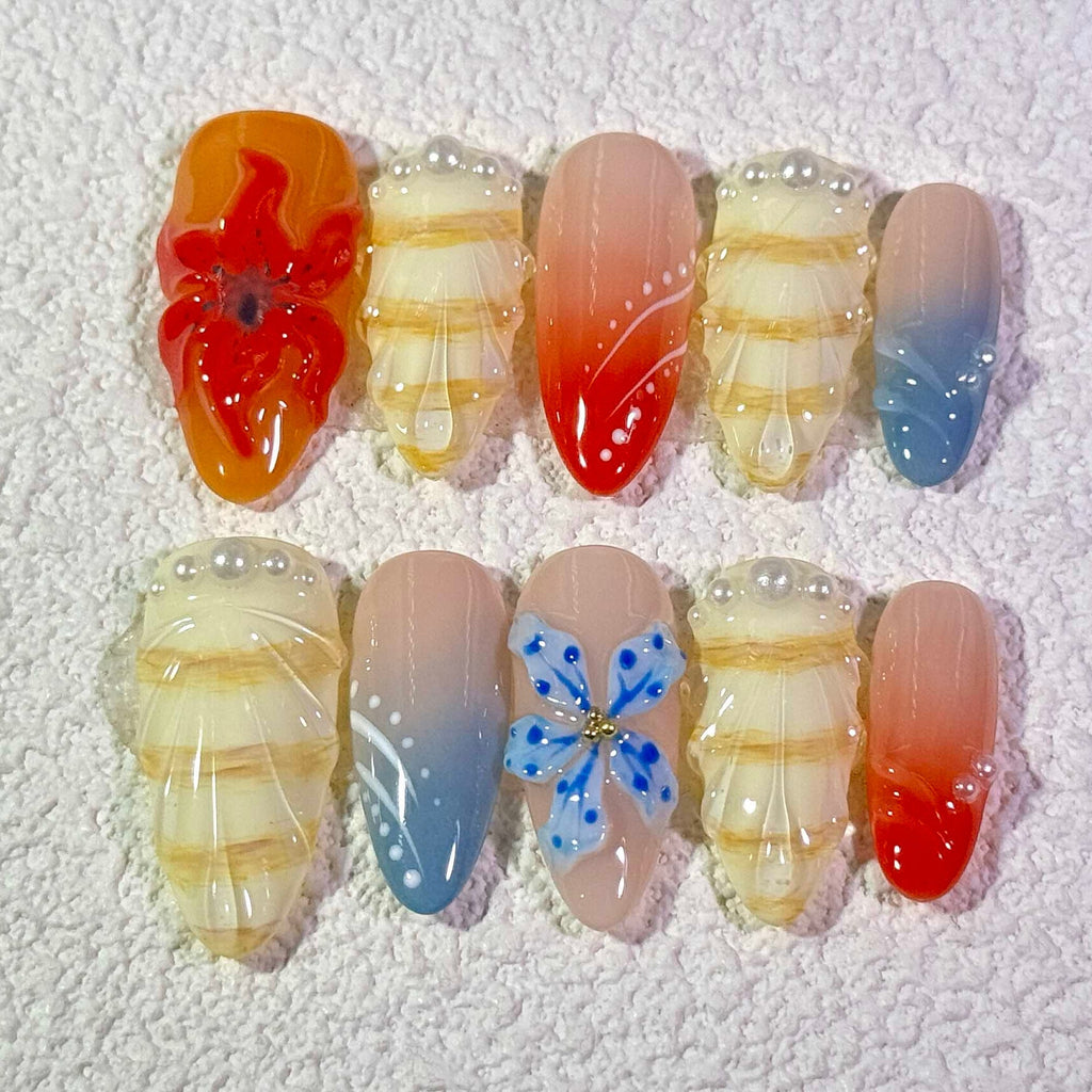 10 PCS/Set Handmade Salon-Grade Gel Press-On Nails AW1049