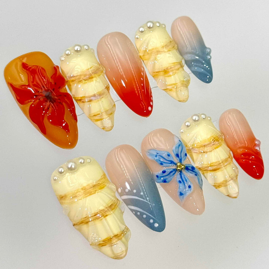 10 PCS/Set Handmade Salon-Grade Gel Press-On Nails AW1049