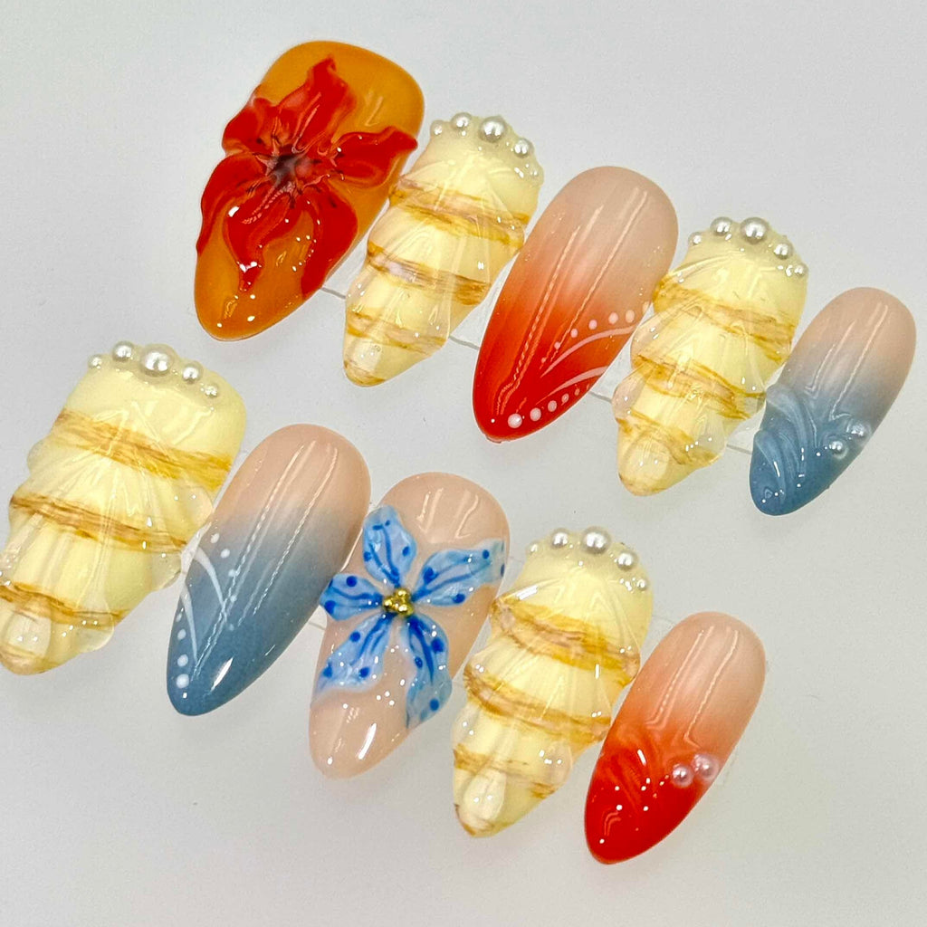 10 PCS/Set Handmade Salon-Grade Gel Press-On Nails AW1049