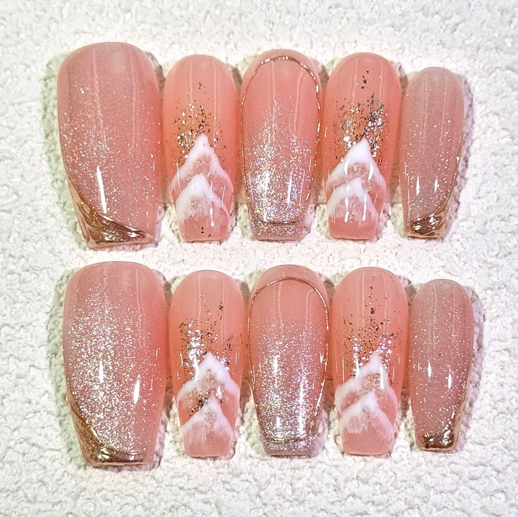 10 PCS/Set Handmade Salon-Grade Gel Press-On Nails AW1053