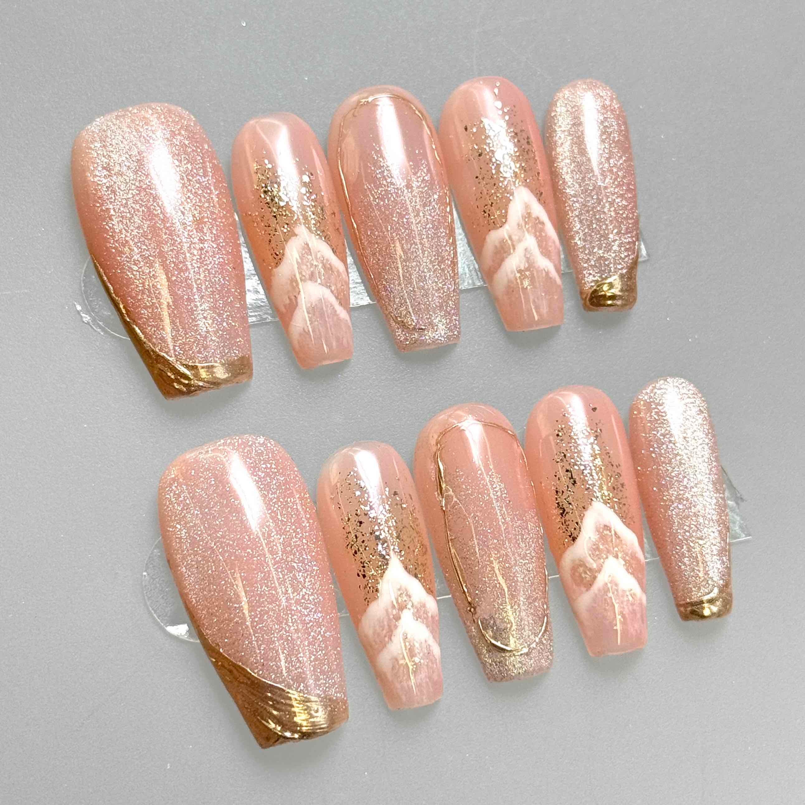 10 PCS/Set Handmade Salon-Grade Gel Press-On Nails AW1053