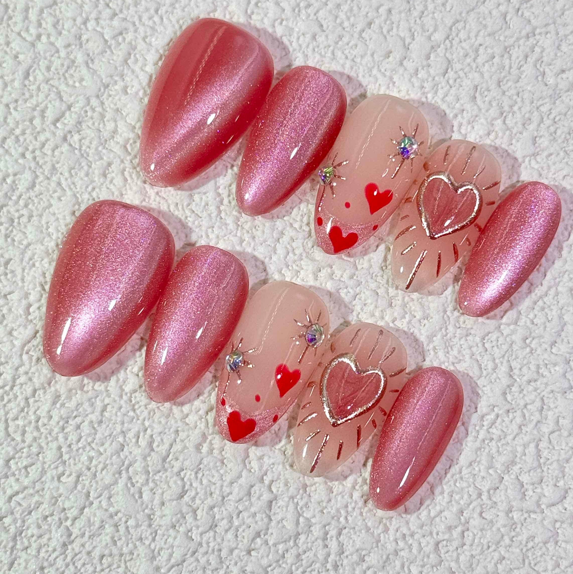 10 PCS/Set Handmade Salon-Grade Gel Press-On Nails AW1060