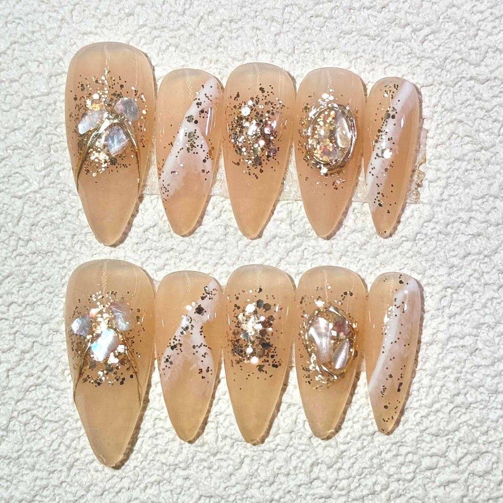 10 PCS/Set Handmade Salon-Grade Gel Press-On Nails AW1062
