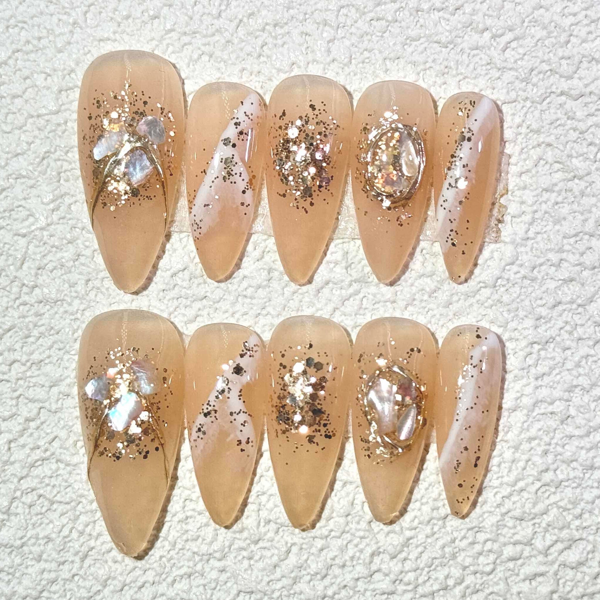 10 PCS/Set Handmade Salon-Grade Gel Press-On Nails AW1062