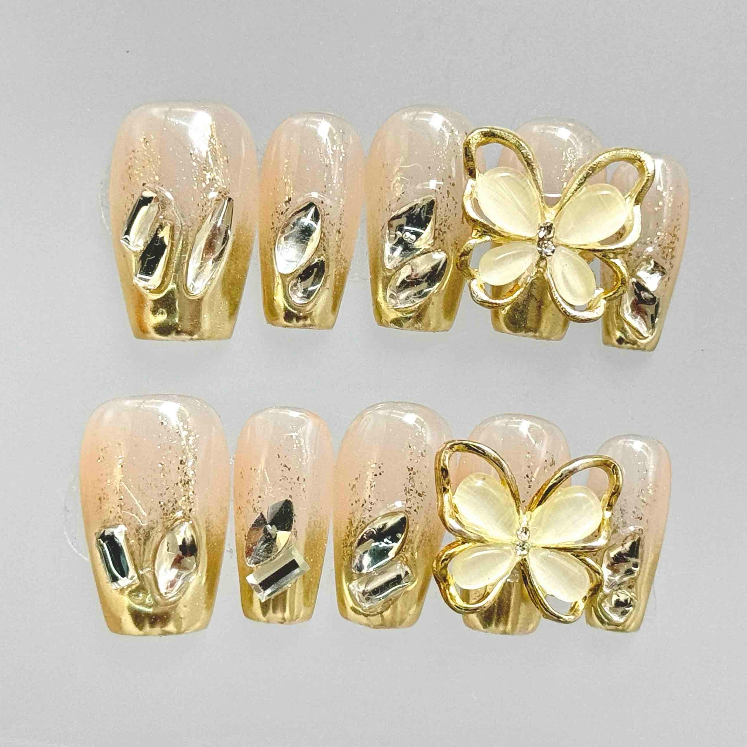 10 PCS/Set Handmade Salon-Grade Gel Press-On Nails AW1084