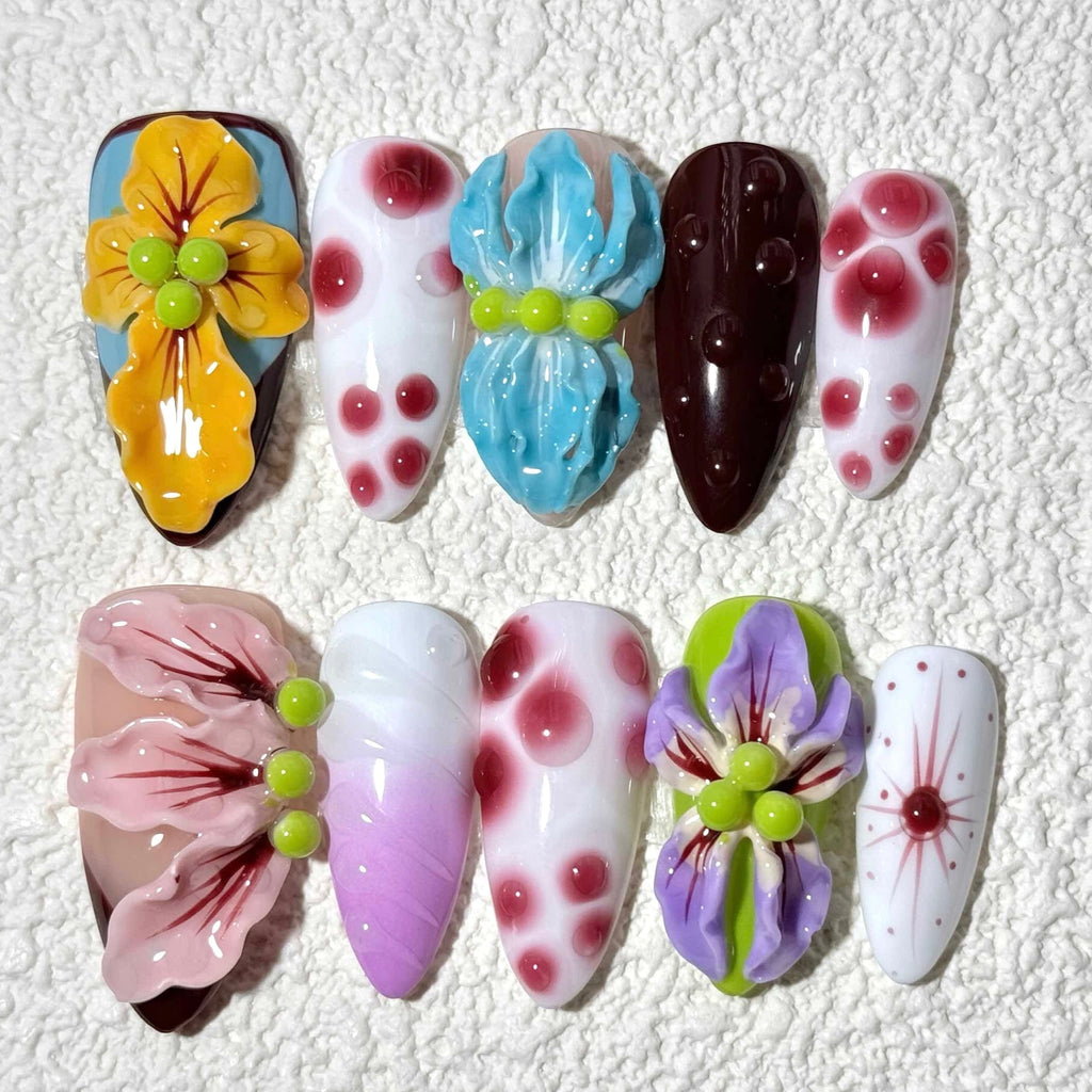 10 PCS/Set Handmade Salon-Grade Gel Press-On Nails AW1090