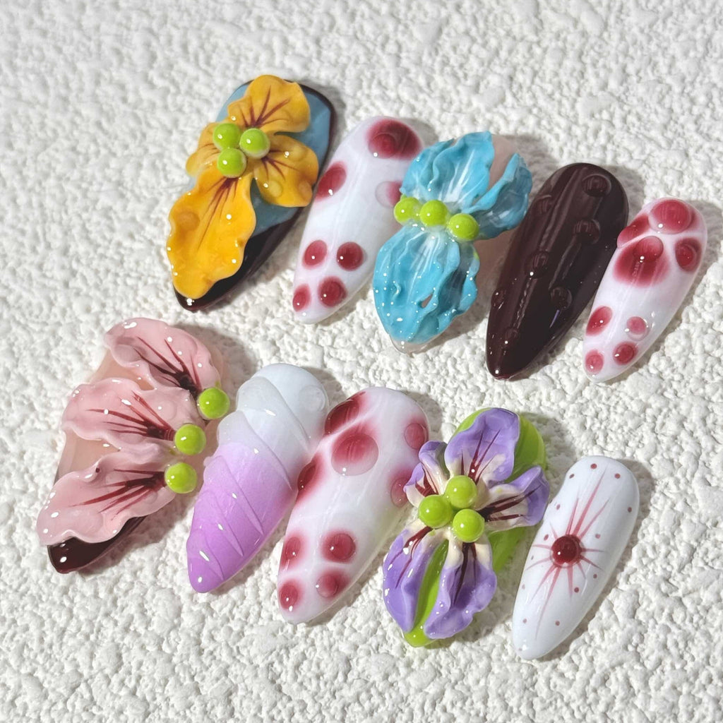 10 PCS/Set Handmade Salon-Grade Gel Press-On Nails AW1090