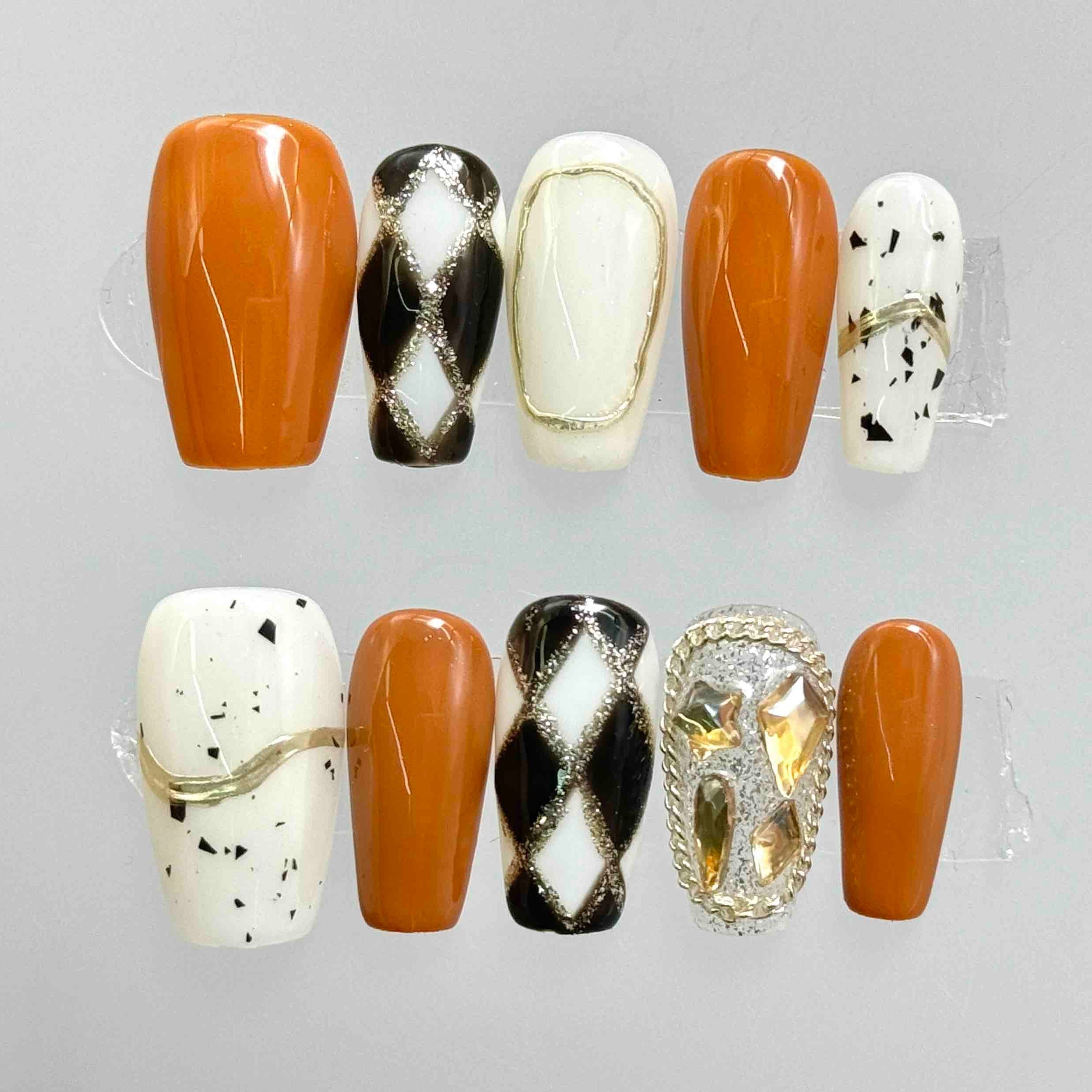 10 PCS/Set Handmade Salon-Grade Gel Press-On Nails AW1095