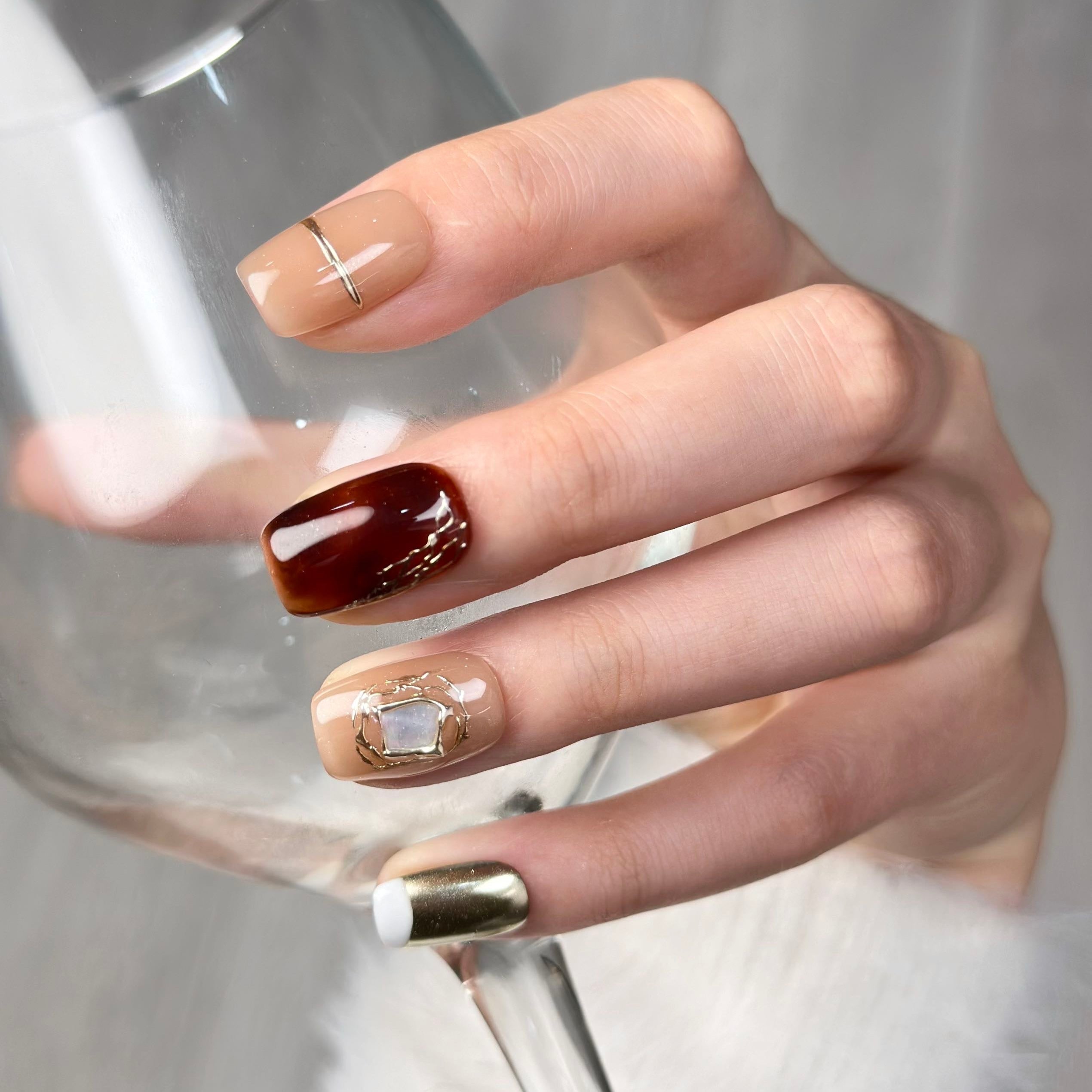10 PCS/Set Handmade Salon-Grade Gel Press-On Nails AW1141