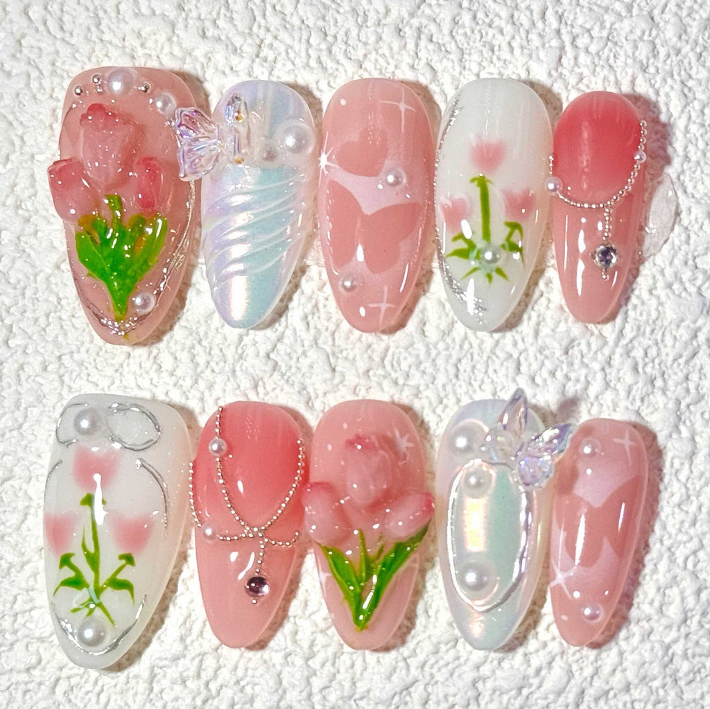 10 PCS/Set Handmade Salon-Grade Gel Press-On Nails AW1173
