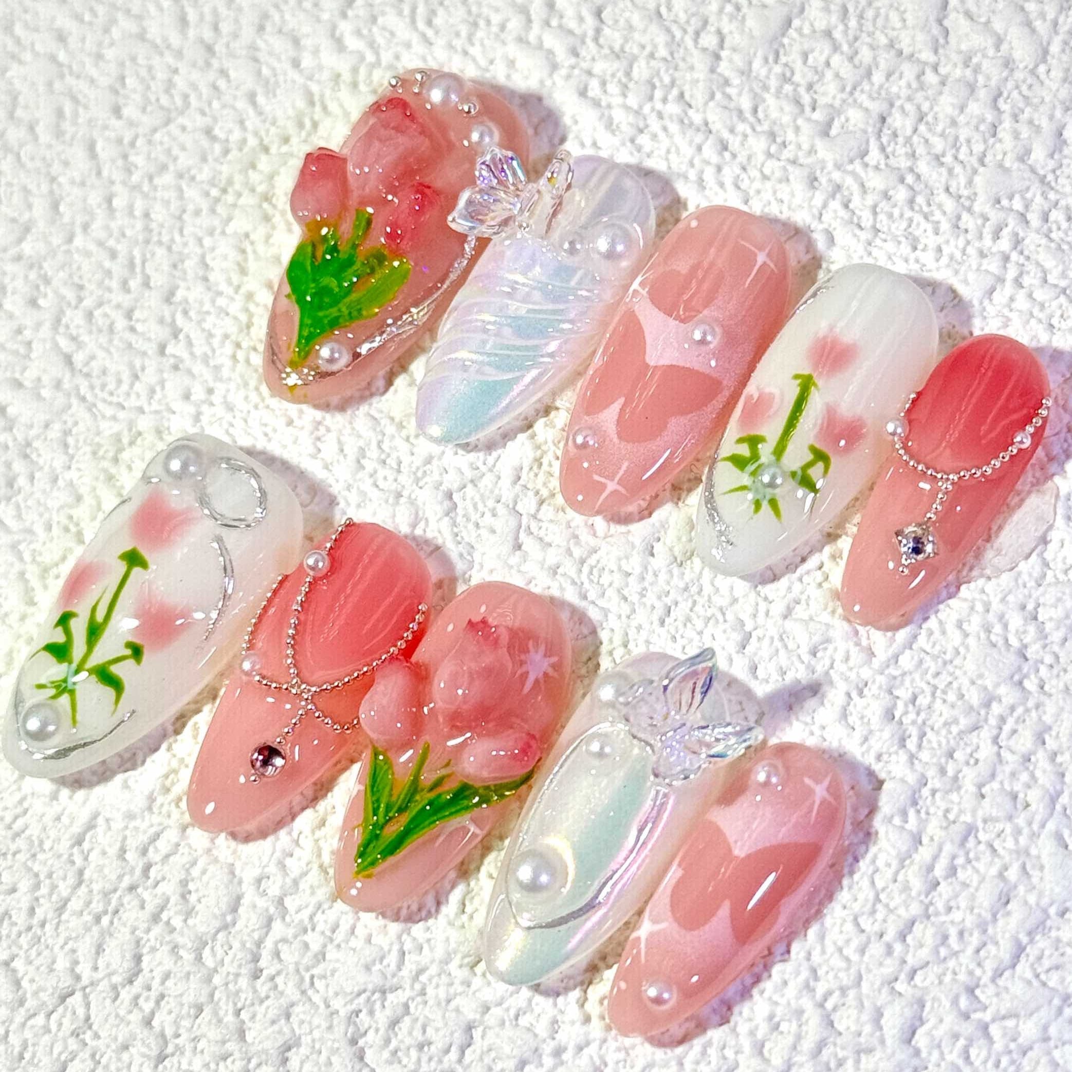 10 PCS/Set Handmade Salon-Grade Gel Press-On Nails AW1173