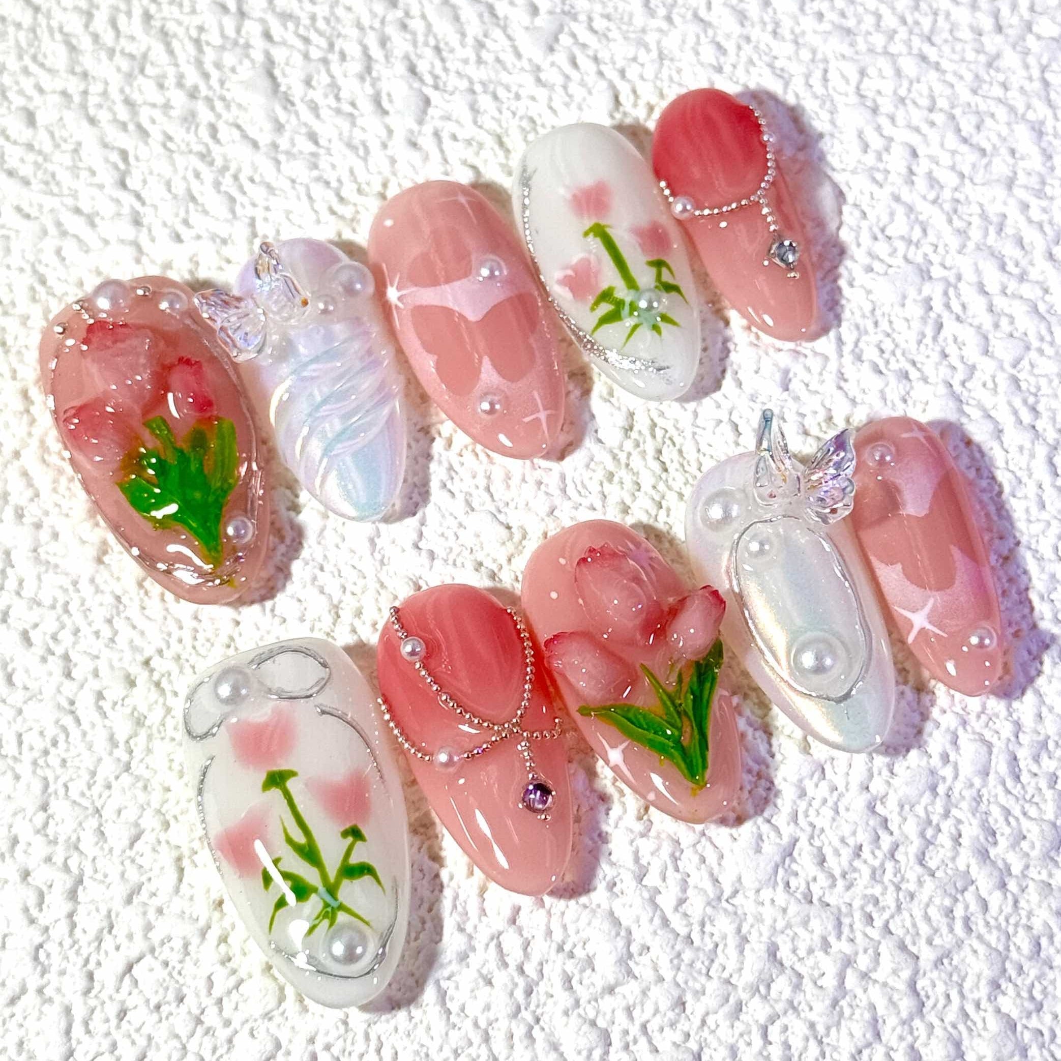 10 PCS/Set Handmade Salon-Grade Gel Press-On Nails AW1173