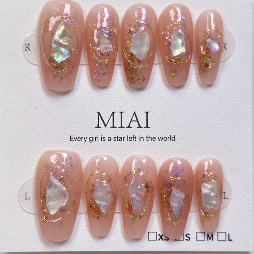 10 PCS/Set Handmade Salon-Grade Gel Press-On Nails AW1200