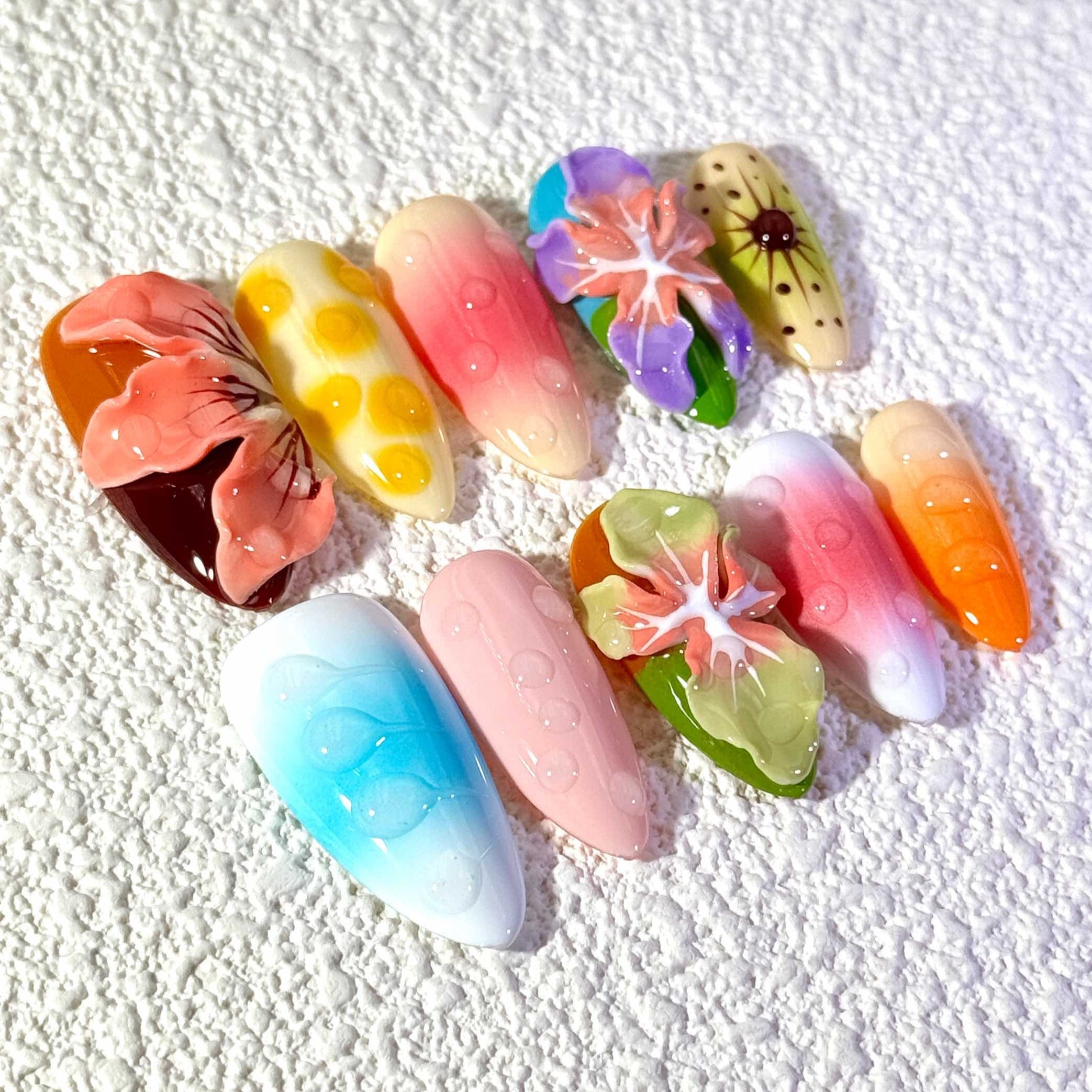 10 PCS/Set Handmade Salon-Grade Gel Press-On Nails AW1203