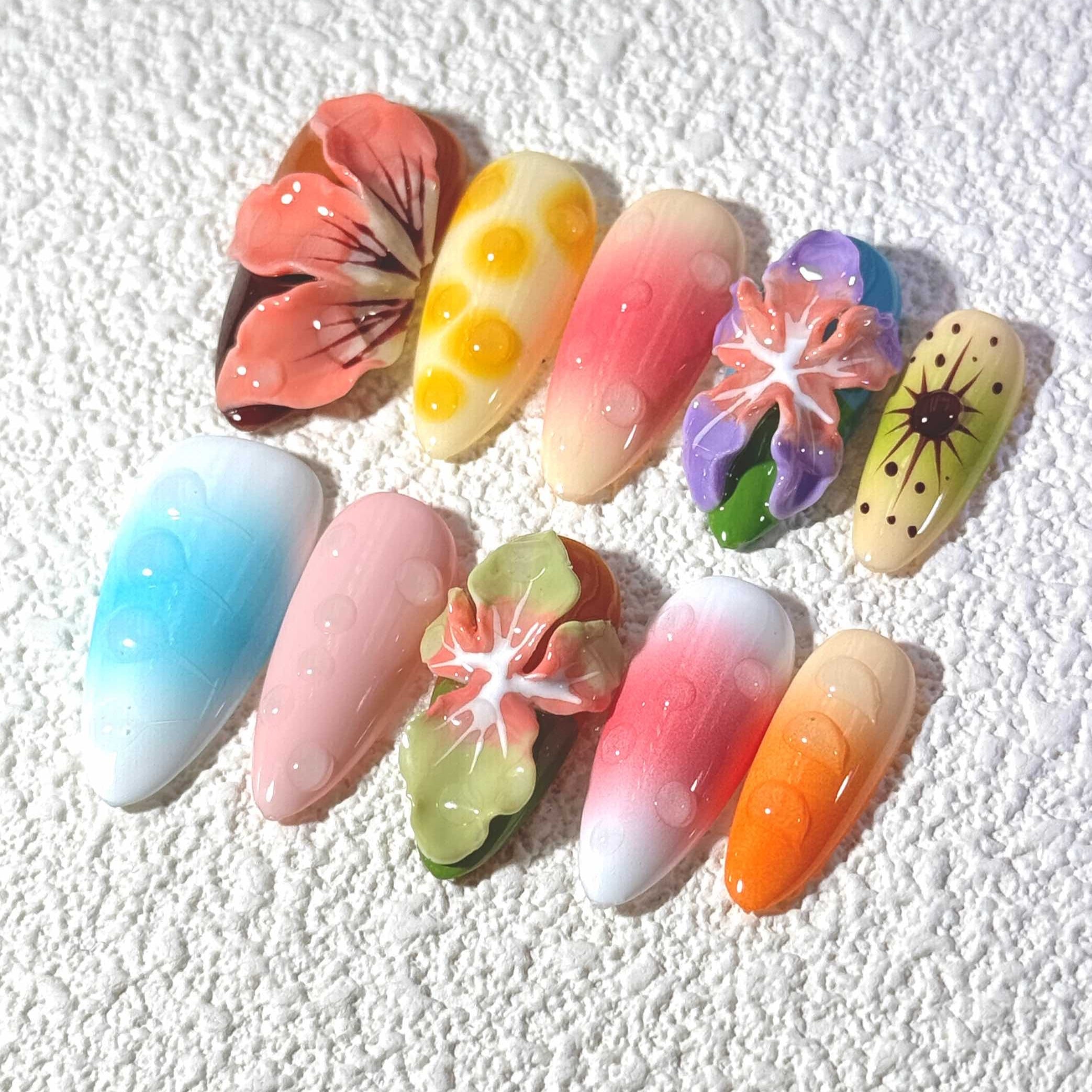 10 PCS/Set Handmade Salon-Grade Gel Press-On Nails AW1203