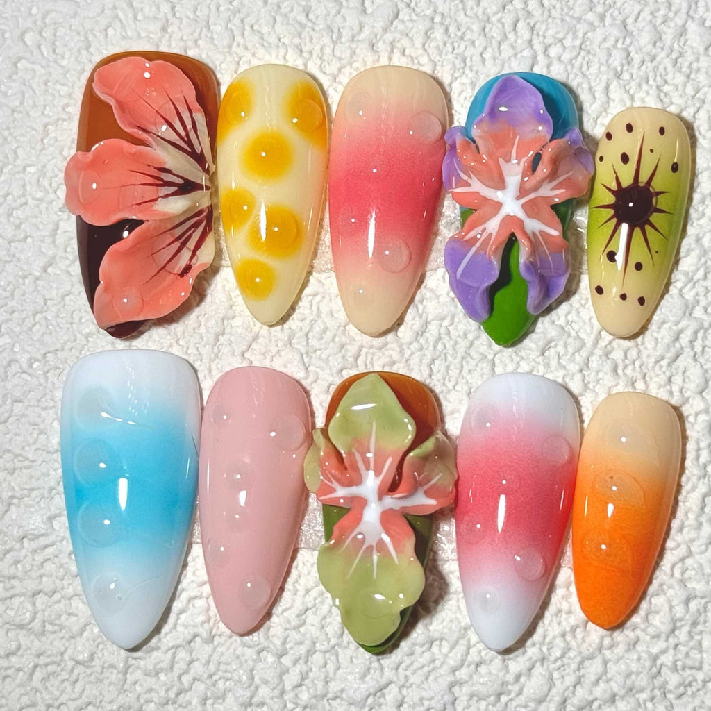 10 PCS/Set Handmade Salon-Grade Gel Press-On Nails AW1203