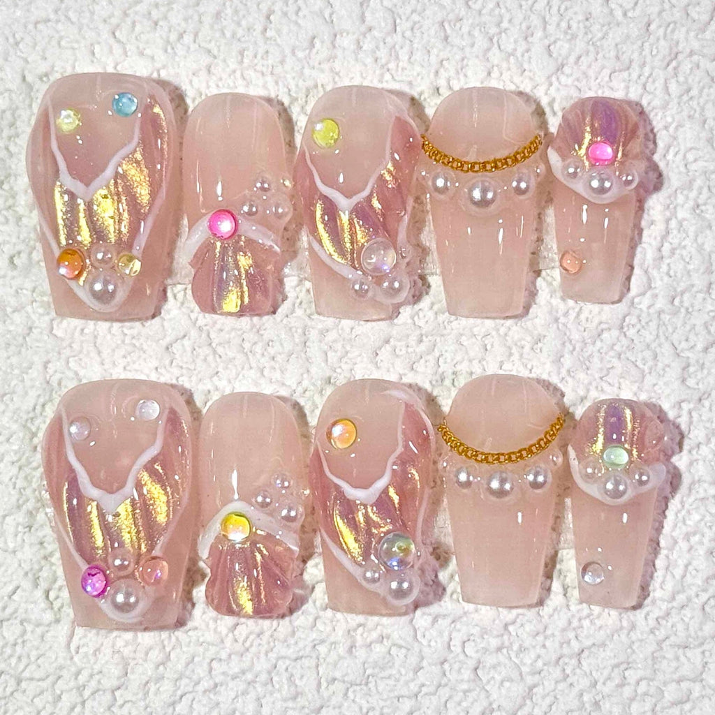 10 PCS/Set Handmade Salon-Grade Gel Press-On Nails AW1204